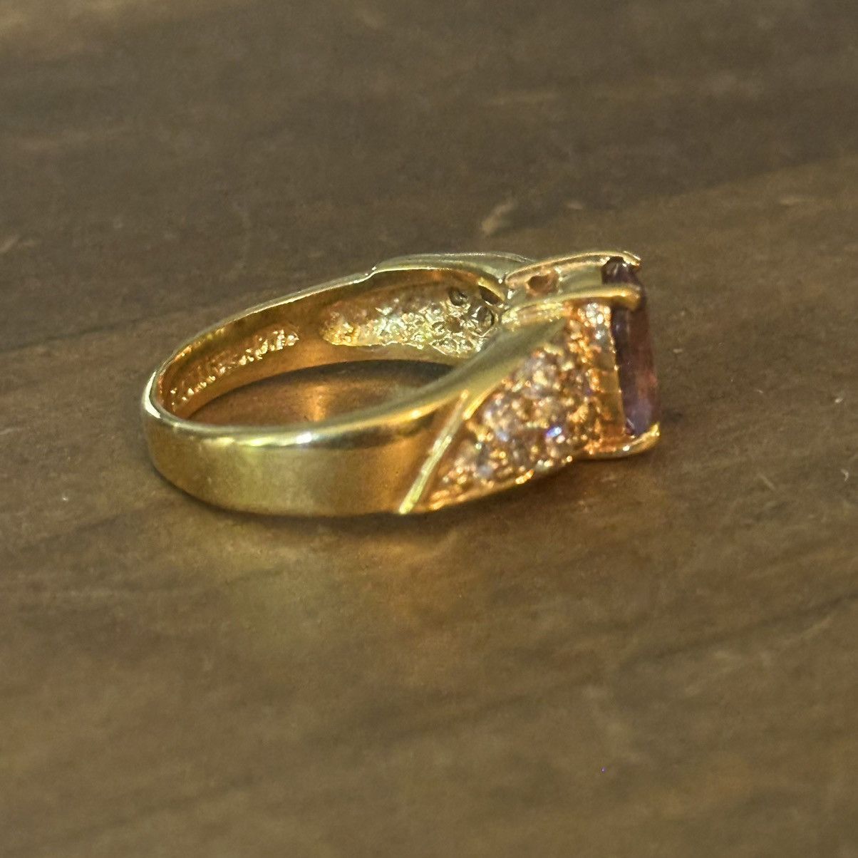 Vintage Vintage LIND 14KHGE amethyst & simulated diamonds ring Size ONE SIZE - 7 Thumbnail