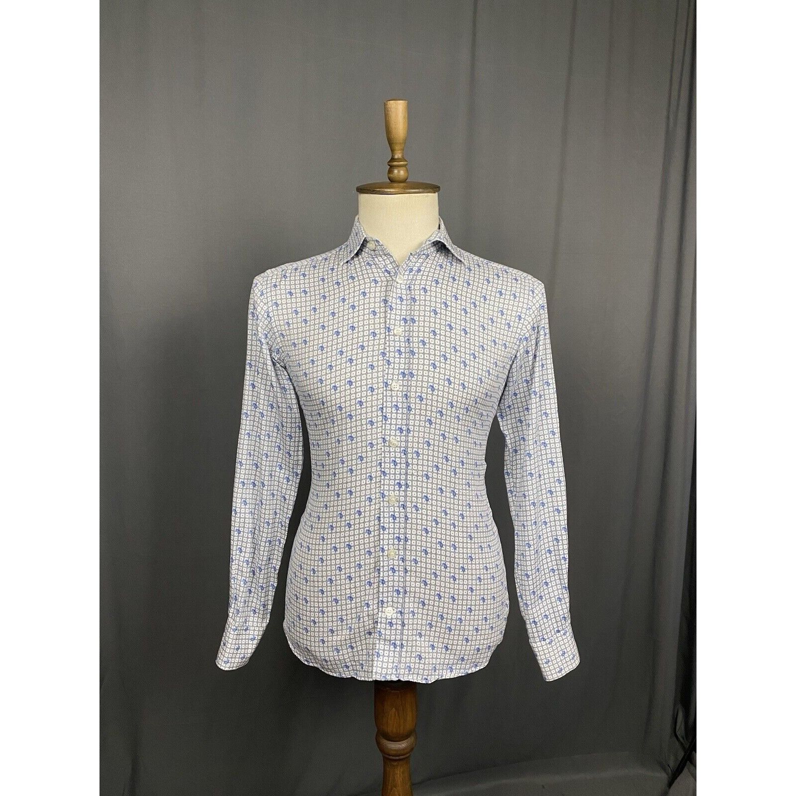 Etro Etro Paisley Men's White Blue Longsleeve Checked Shirt Size Size US S / EU 44-46 / 1 - 2 Thumbnail
