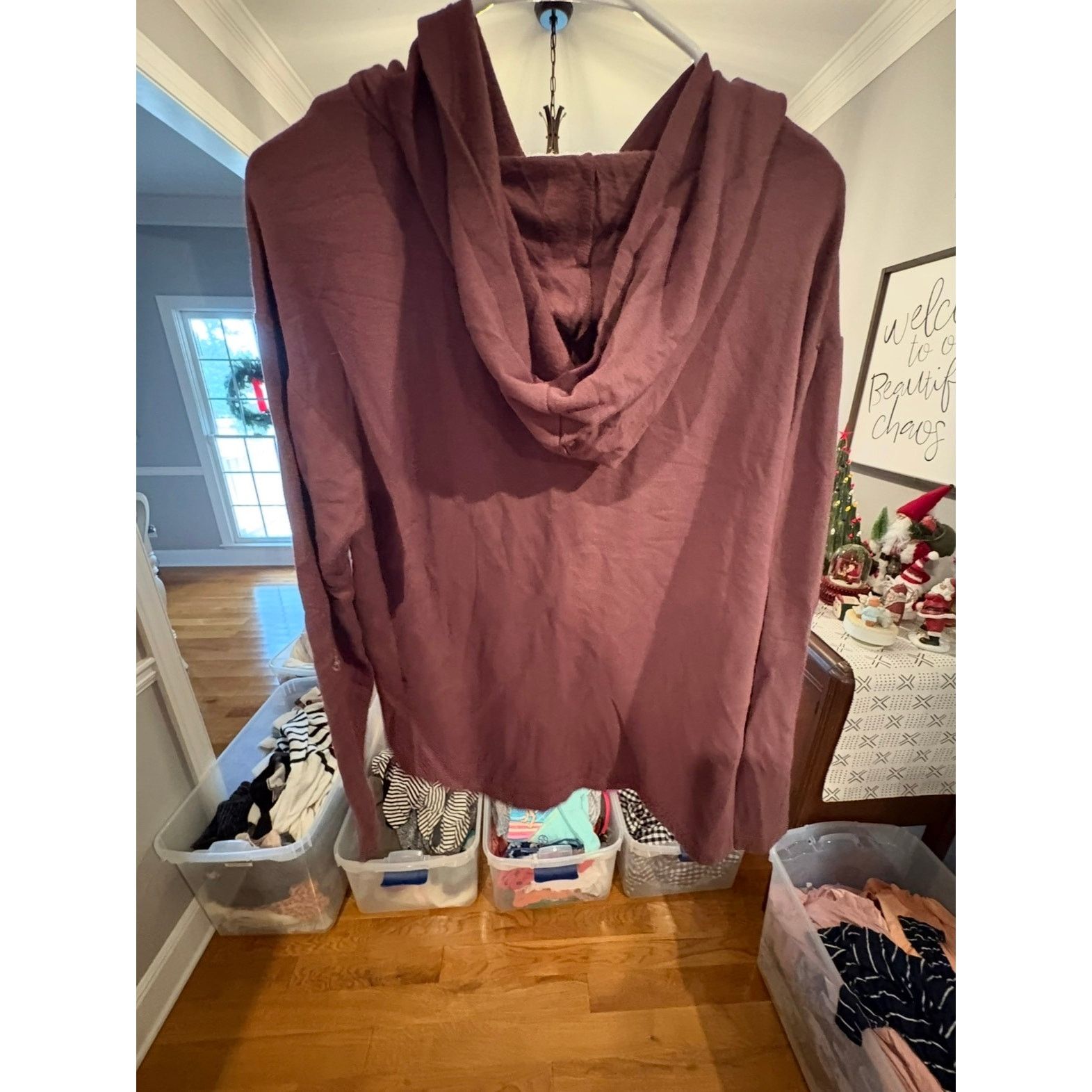Loft LOFT Outlet Mauve Hooded Henley Top Women’s Small S 4 6 Size S / US 4 / IT 40 - 3 Thumbnail