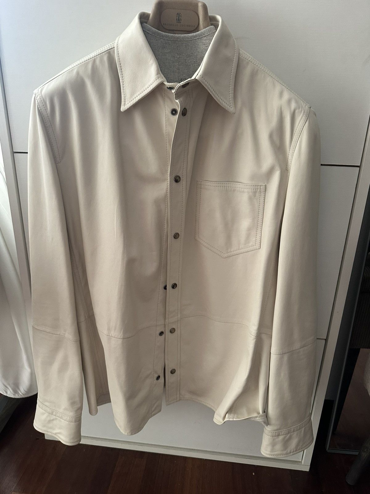 Brunello Cucinelli Brunello Cucinelli Leather Overshirt Jacket – M Size US M / EU 48-50 / 2 - 1 Thumbnail