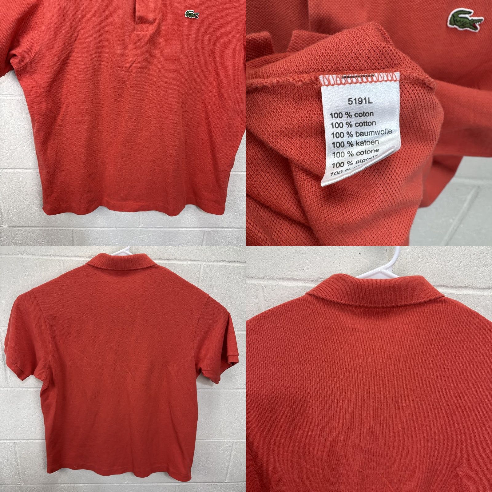 Lacoste Lacoste Polo Shirt Collared Short Sleeve Logo Classic Fit Coral FR US XL Mens Size US XL / EU 56 / 4 - 8 Thumbnail