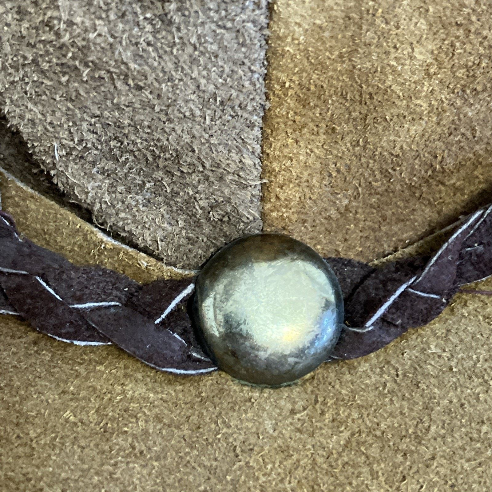 Other Vtg Suede Leather Patchwork Hat Hippie Boho 1970s Cowgirl Size ONE SIZE - 17 Thumbnail