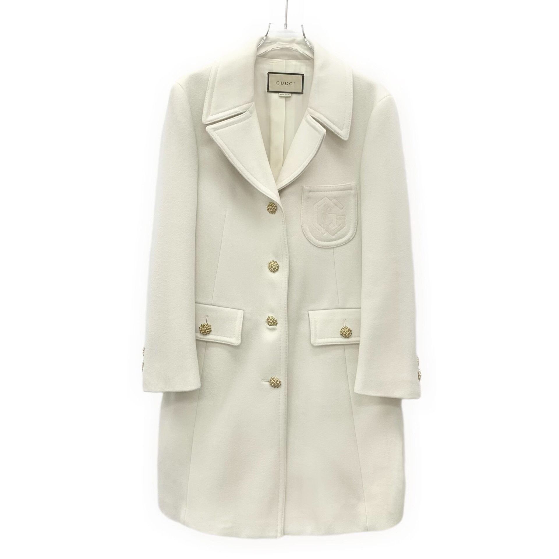 Gucci Gucci White Wool Double G Embroidery Coat Size US L / EU 52-54 / 3 - 1 Thumbnail