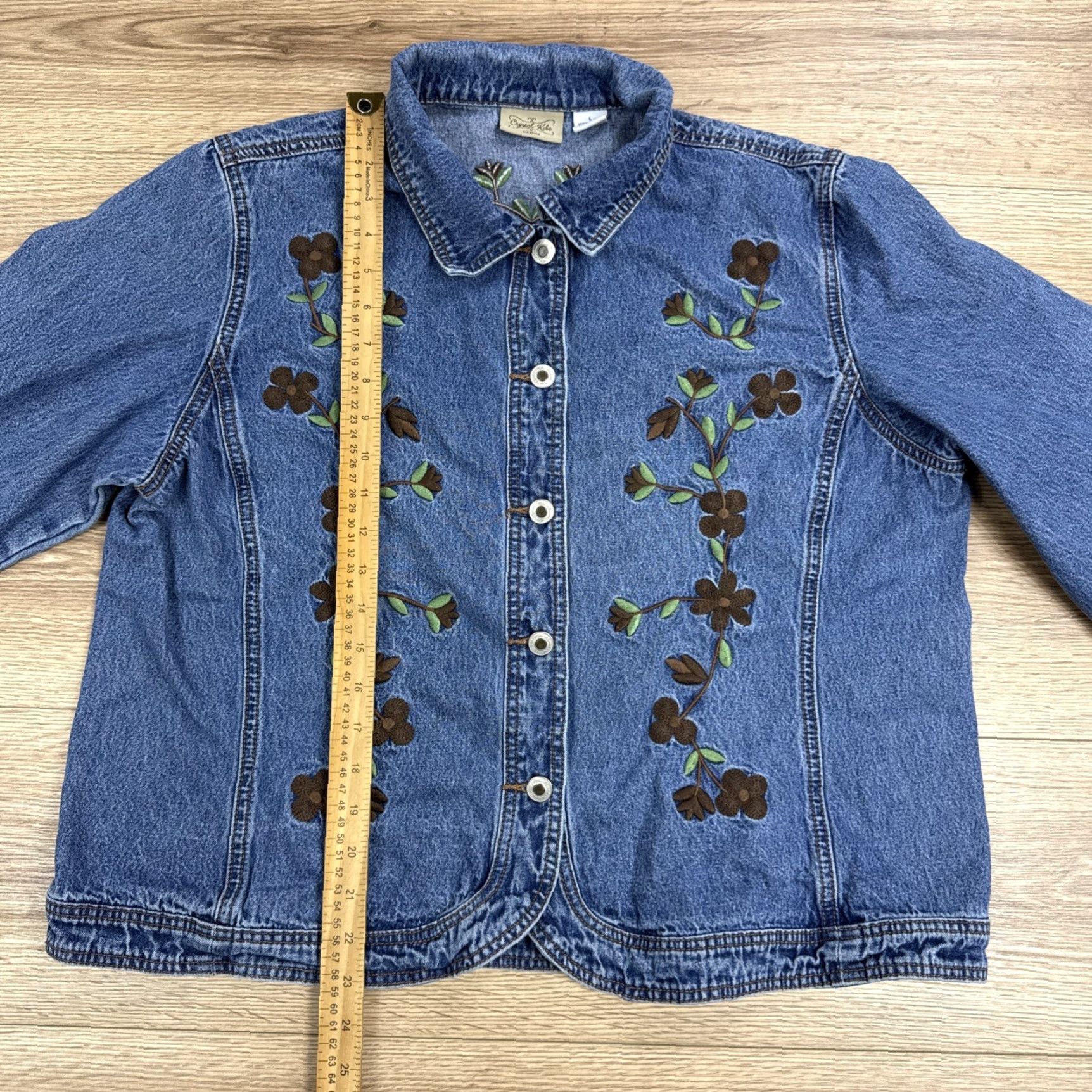 Denime Crystal Kobe Jacket Denim Embroidered Womens Blue Large L Cracker Barrel Fall Size 36" / US 14 / IT 50 - 3 Thumbnail