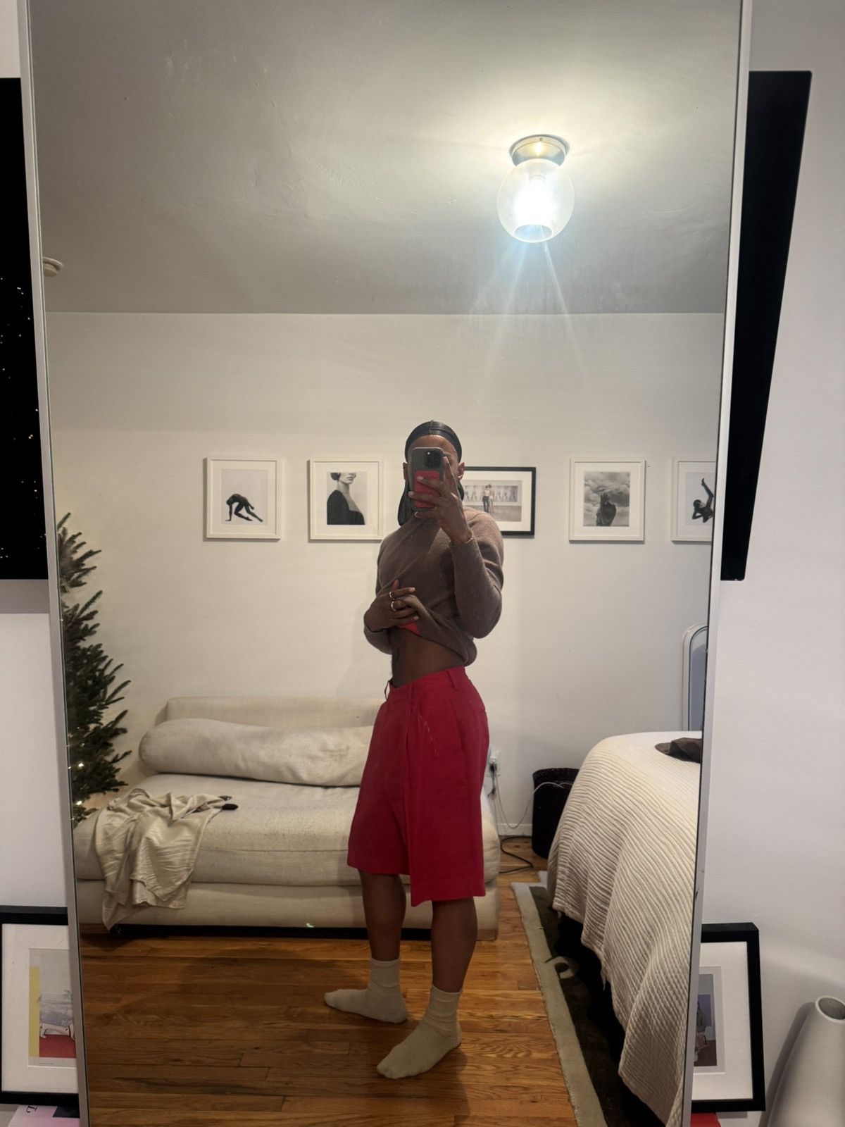 Frankie Shop Pleated Linen Red Bermuda Shorts Size US 28 / EU 44 - 3 Thumbnail
