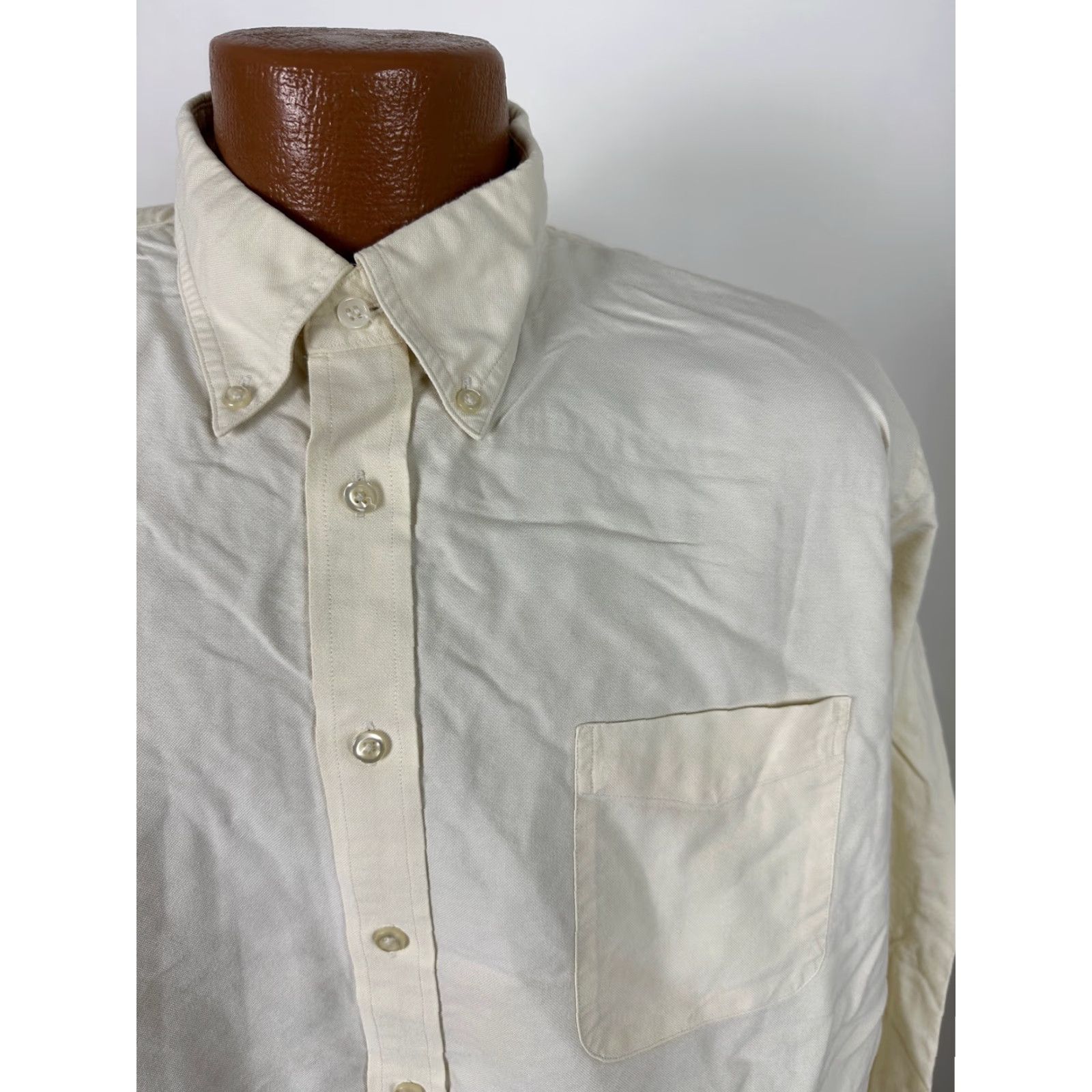 Lands' End VINTAGE Lands' End Oxford Shirt Men XL Tall Supima Hyde Park Ivory Midweight Cotton 17 36 Dress Shirt Long Sleeve Button-Down Collar Mens Size US XL / EU 56 / 4 - 2 Thumbnail
