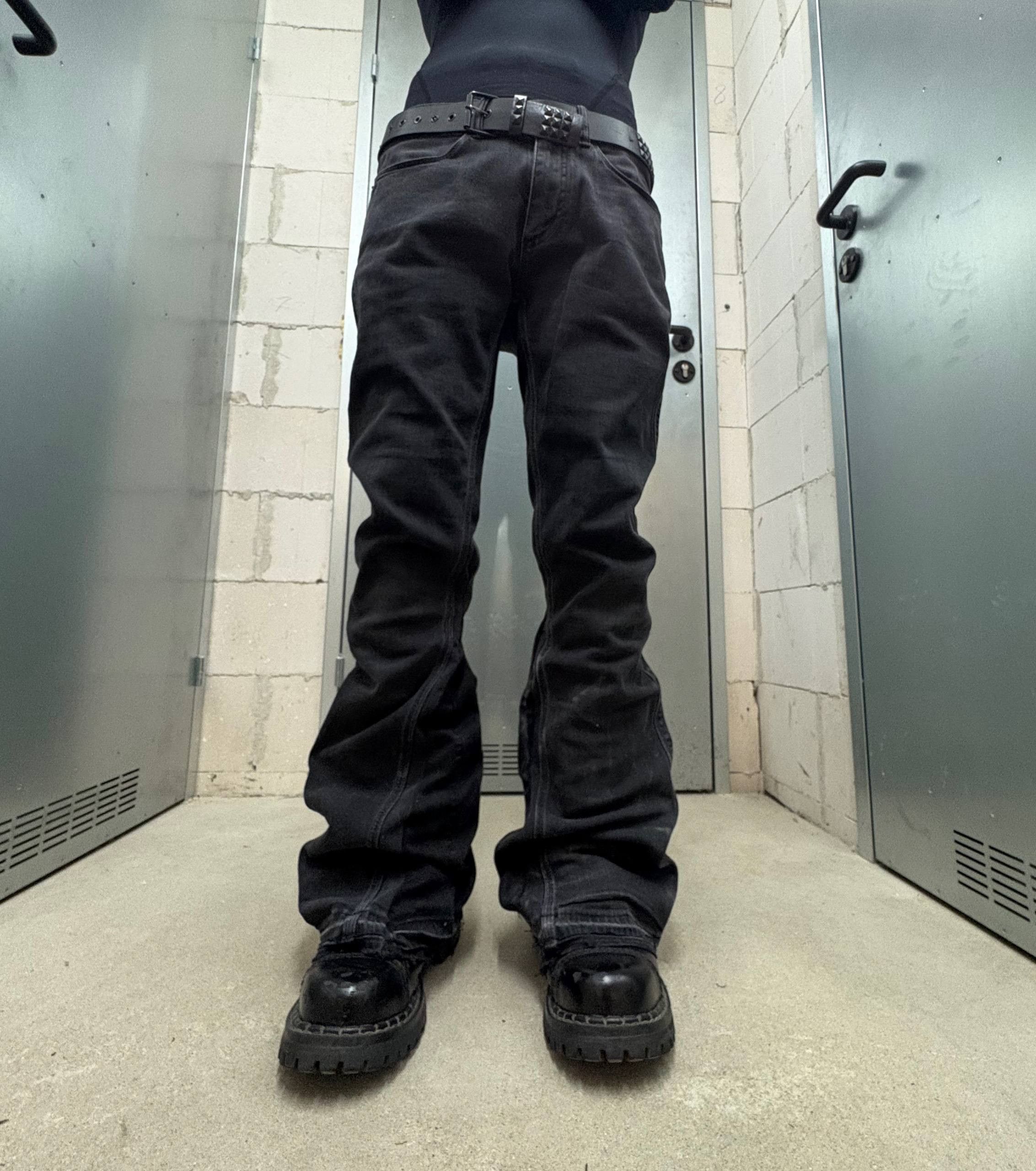 Japanese Brand Custom Black Baggy Distressed Jeans Painted Wide Leg Size US 31 - 4 Thumbnail