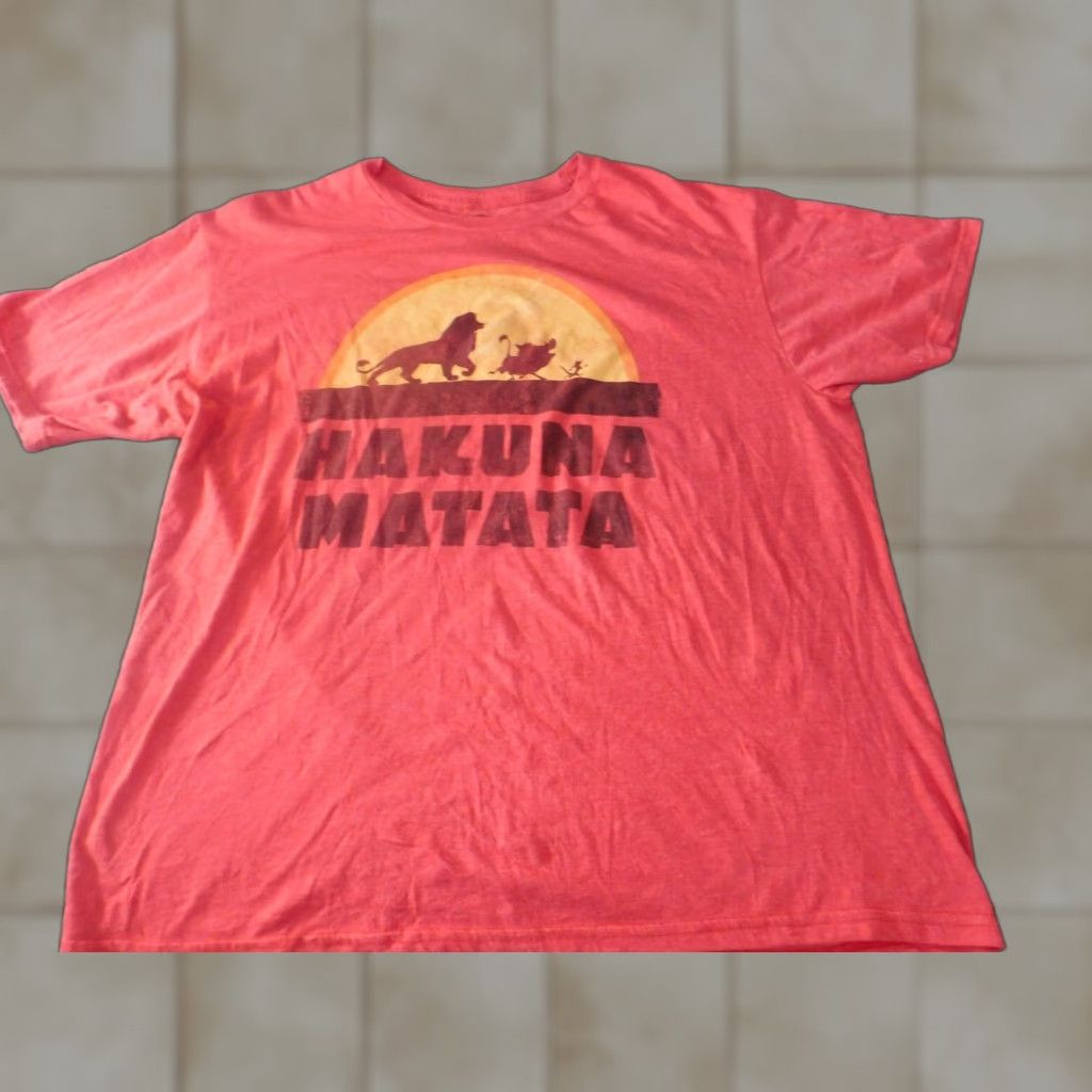 Disney Disney Lion King Mens T-Shirt XL Red Crew Neck Short Sleeve Cotton Knit Size US XL / EU 56 / 4 - 1 Thumbnail