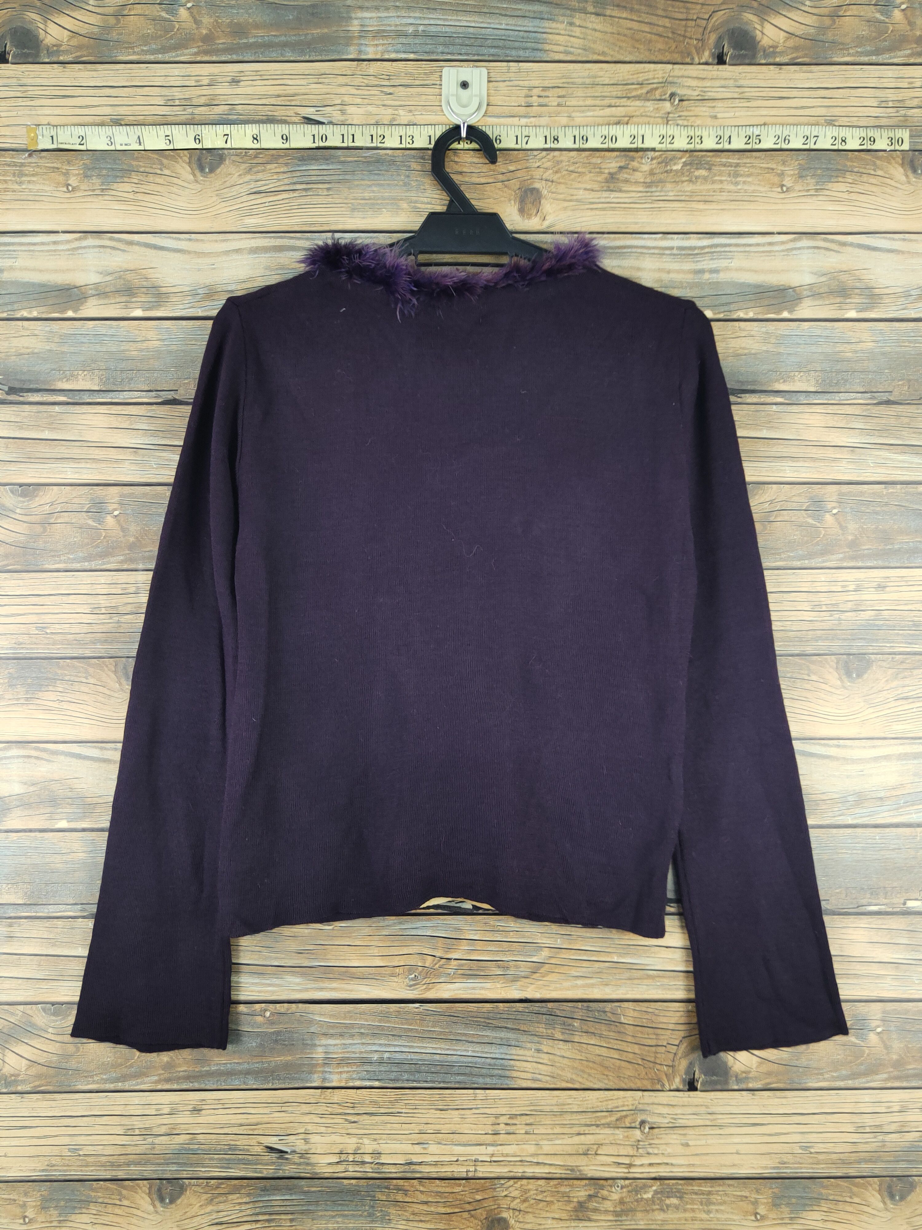 Homespun Knitwear Indio Dark Purple shaggy fur Knitwear Cardigan #W2175 Size L / US 10 / IT 46 - 7 Thumbnail