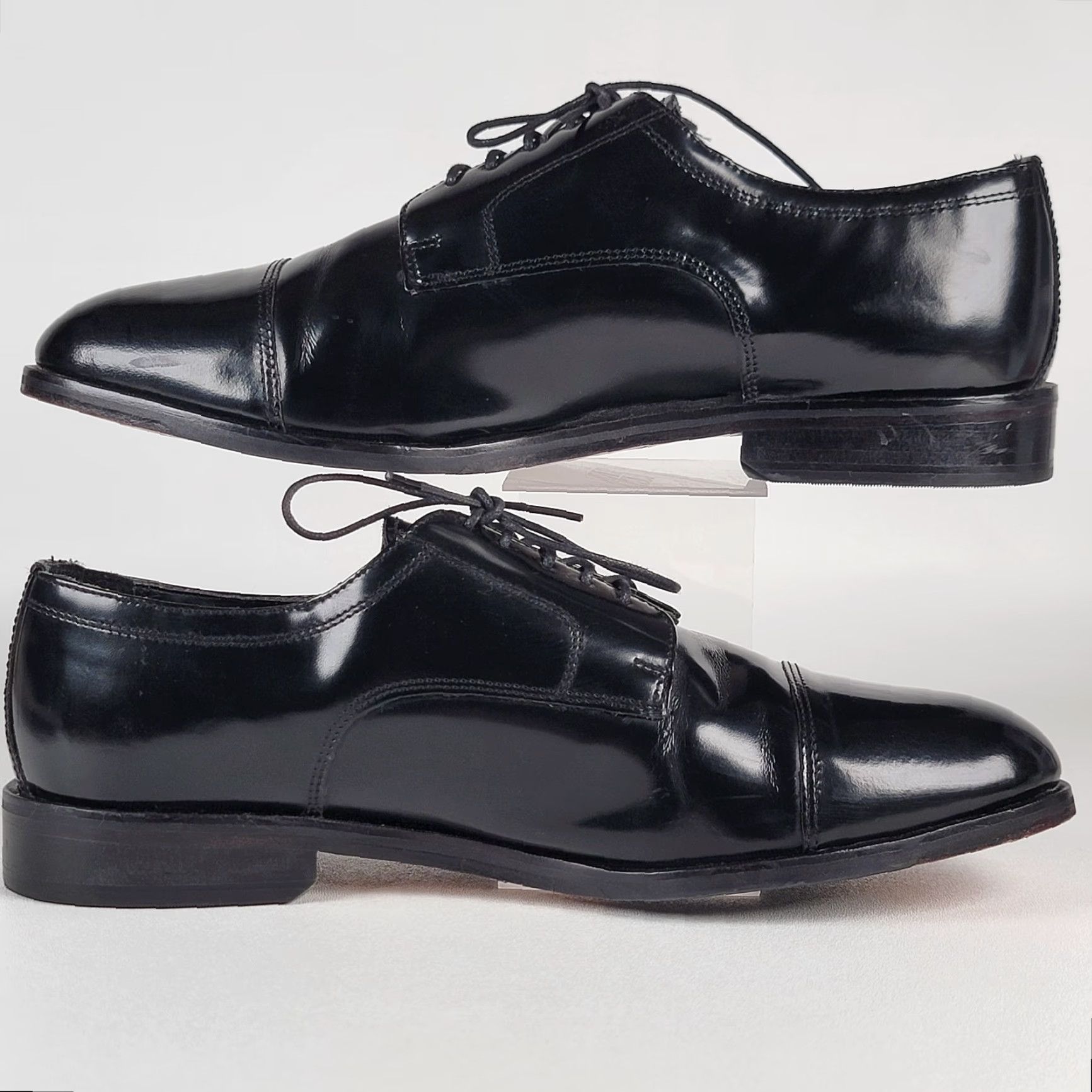 Nunn Bush Nunn Bush Shoes Mens Size 12 M Black Leather Dress Oxford Cap Toe Gloss Size ONE SIZE - 4 Thumbnail