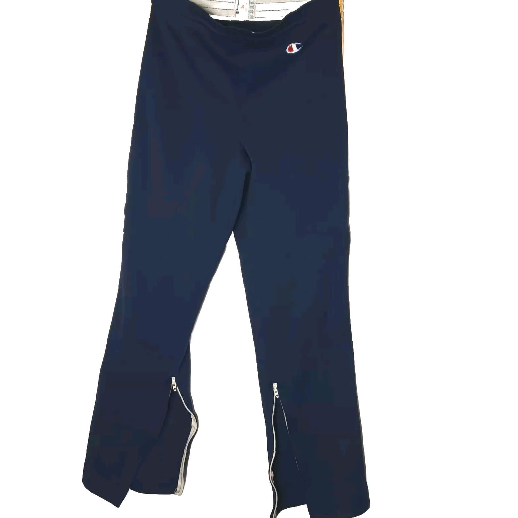 Champion VINTAGE Champion Pants S Nylon Stretch Knit Blue Yellow Side Stripe Zip Track Athletic Size US 29 - 5 Thumbnail