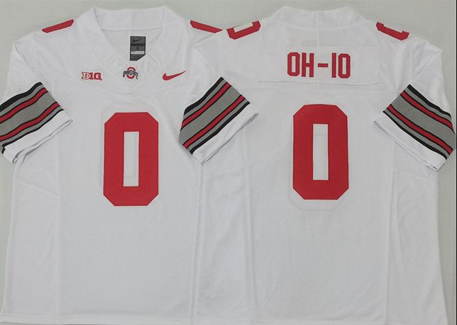Ohio State Buckeyes #0 OH-IO White 2025 Jersey