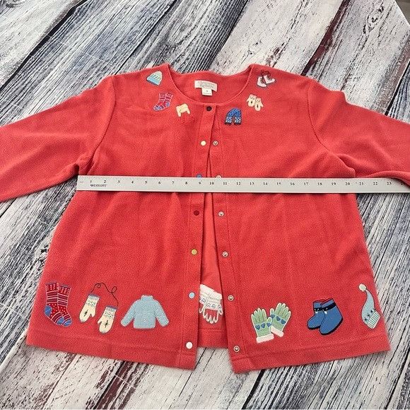 Other Vintage 2003 Christopher & Banks Coral Knit Cardigan with Wi Size M / US 6-8 / IT 42-44 - 9 Thumbnail