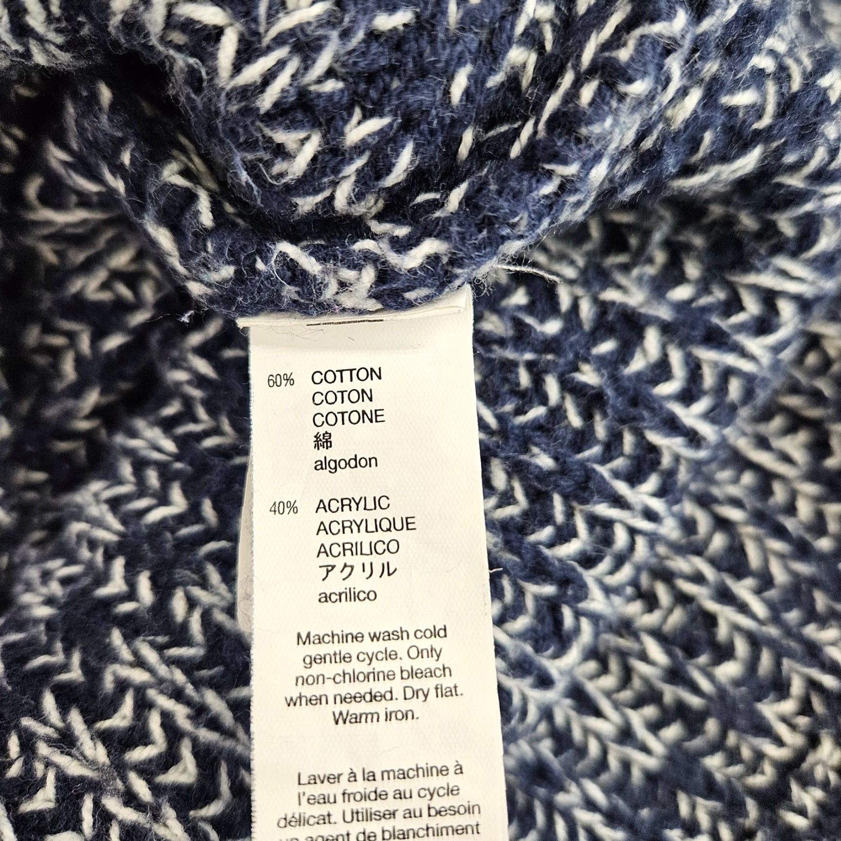 Gap Gap Womens Sweater Mock Neck Long Sleeve Sz Large Blue White Cotton Blend Size L / US 10 / IT 46 - 5 Thumbnail