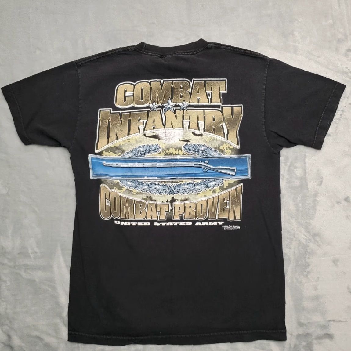 Vintage VTG US Army Shirt Mens M Black Crewneck Combat Proven Infantry 7.62 Design Y2K Mens Shirt Size US M / EU 48-50 / 2 - 4 Thumbnail
