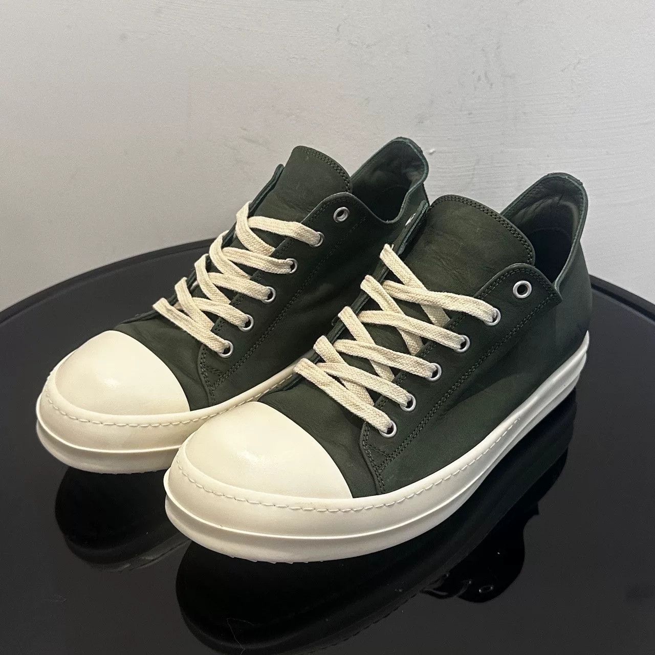 Rick Owens rick owens low-top sneakers in dark green Size US 7 / EU 40 - 1 Thumbnail