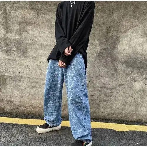 Japanese Brand × Jean Print Cashew Flower Straight Jeans Size US 32 / EU 48 - 2 Thumbnail