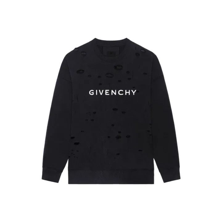 Givenchy Givenchy Black Long Sleeve Distressed Sweatshirt Size US L / EU 52-54 / 3 - 1 Thumbnail