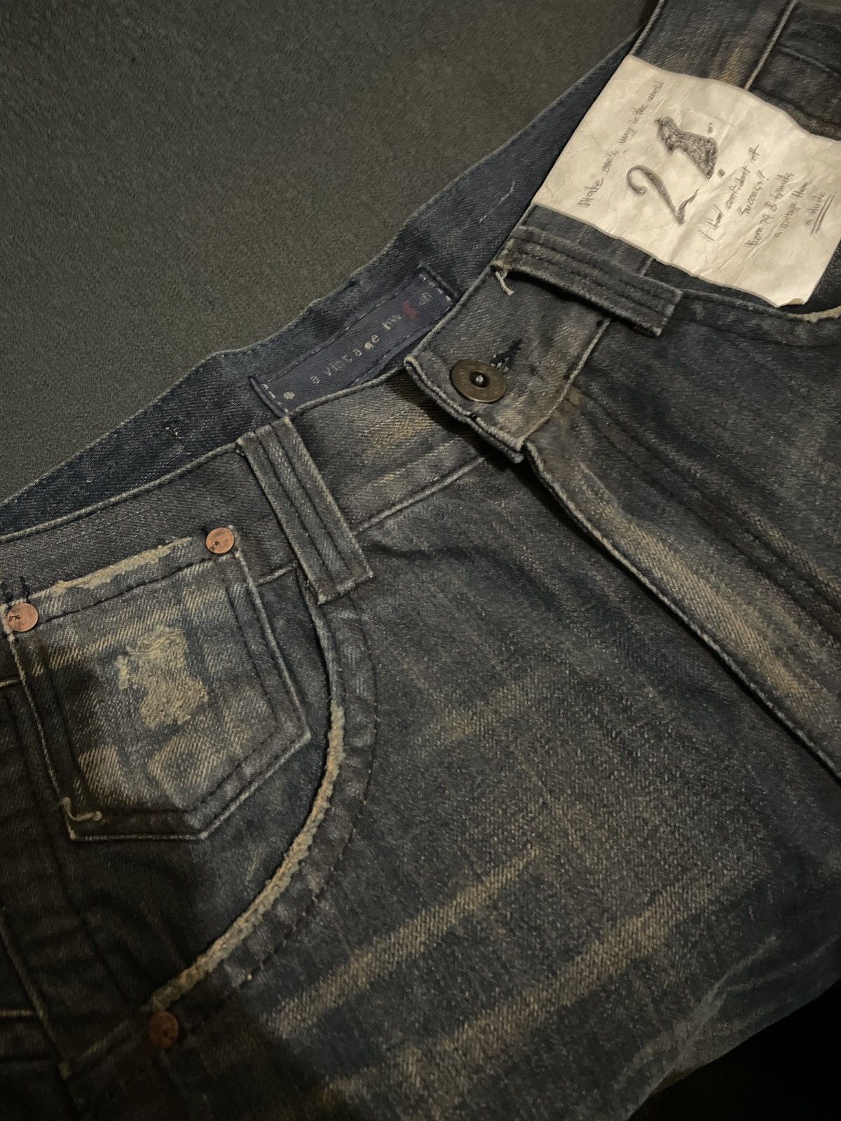 20471120 Vintage A Hwan Faded Denim Pants Size US 33 - 6 Thumbnail
