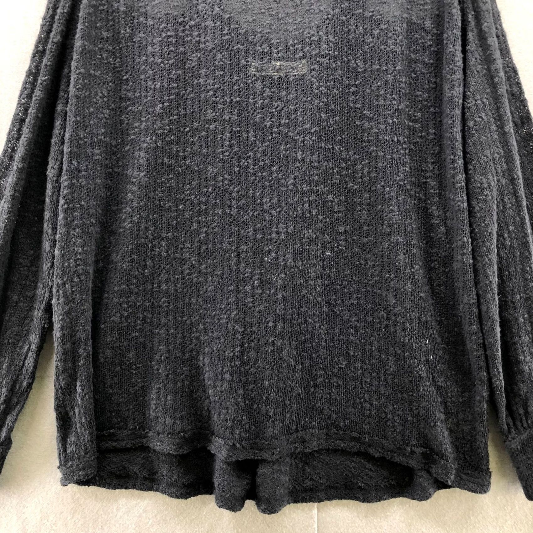 Free People Free People Open Knit Sweater XS Black Long Sleeve Off the Shoulder Cotton Bohemian Boho Shirt Womens Size XS / US 0-2 / IT 36-38 - 4 Thumbnail