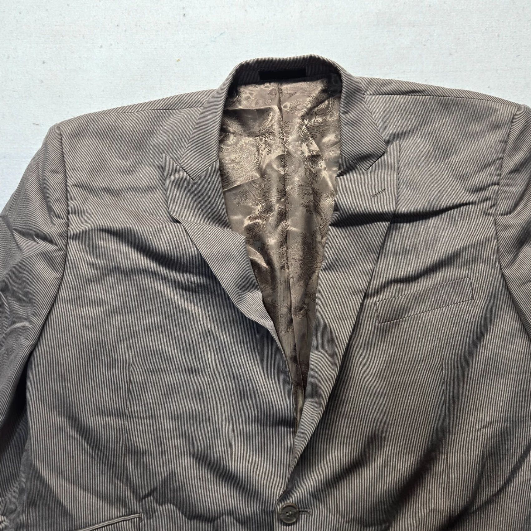 Phat Farm Phat Farm Blazer Jacket Adult Men's 44 L Brown Solid Long Single-Breasted 3-Button Notch Lapel Size 44R - 2 Thumbnail