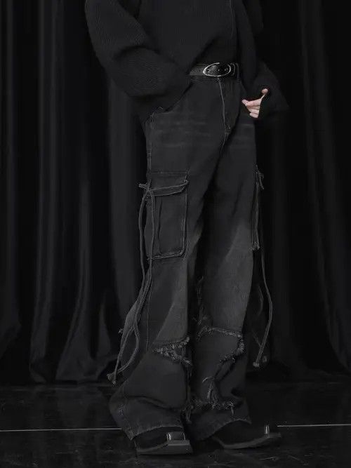 Japanese Brand VIBE Black wash street baggy jeans Size US 30 / EU 46 - 6 Thumbnail