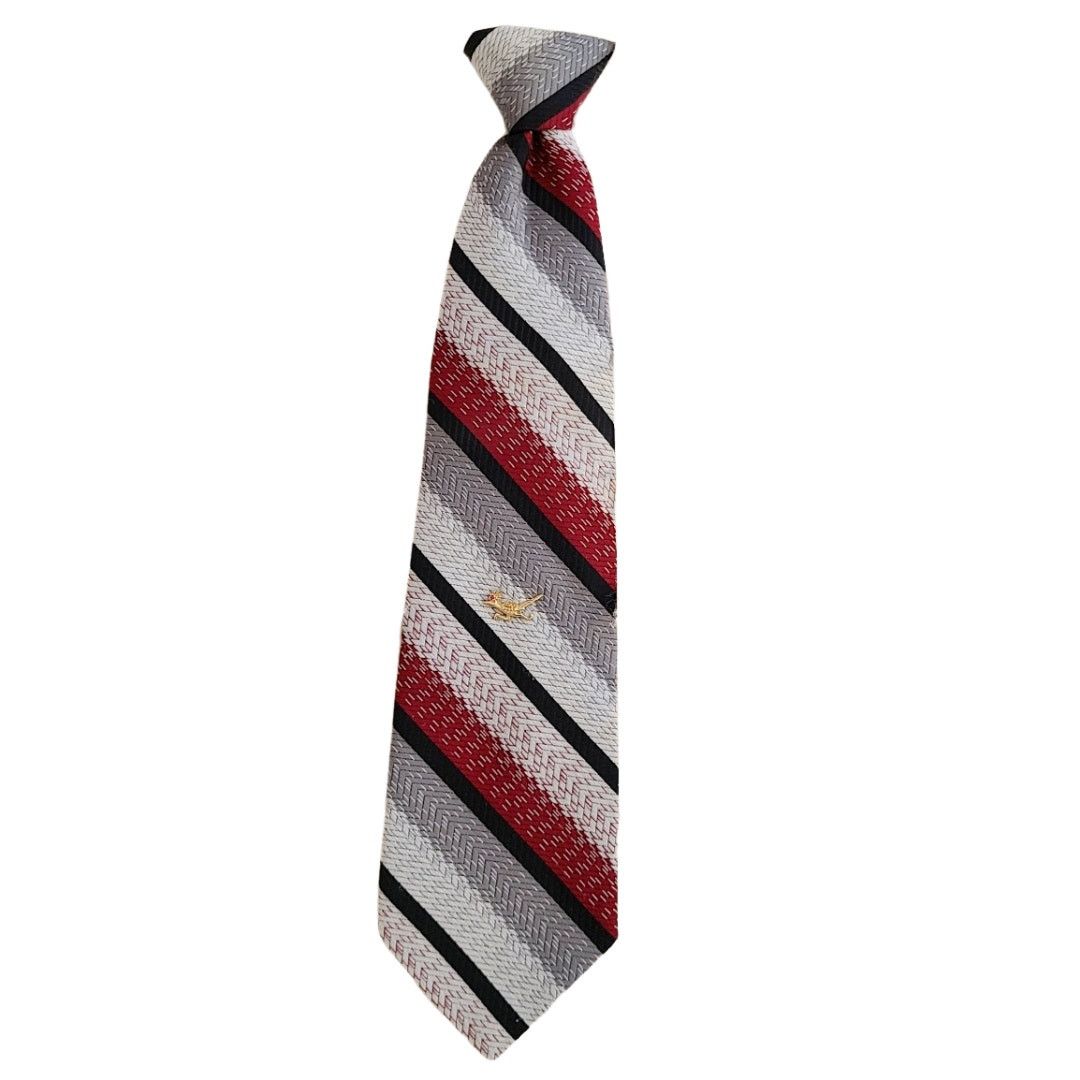 Vintage Vintage 70s EZ clip on stripped tie with gold roadrunner pin Size ONE SIZE - 6 Thumbnail
