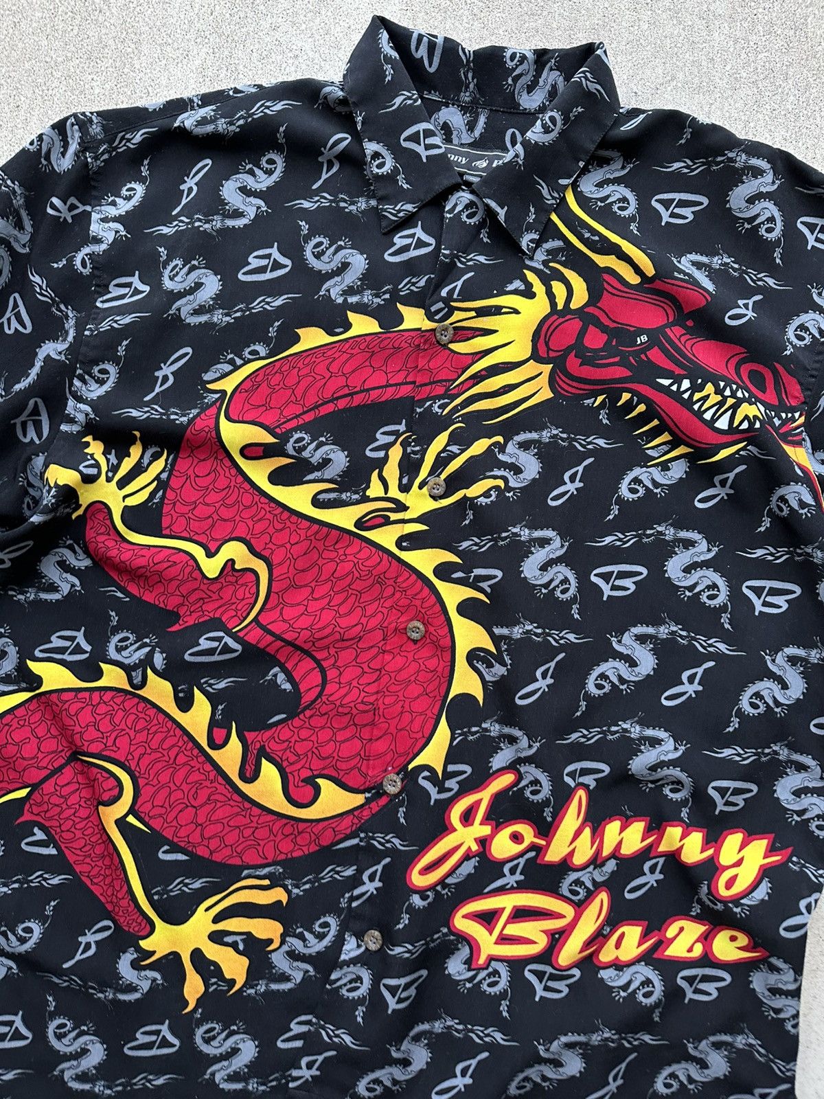 Vintage Vintage Johnny Blaze Hawaiian Shirt Y2K Hip Hop Dragon Size US XL / EU 56 / 4 - 2 Thumbnail