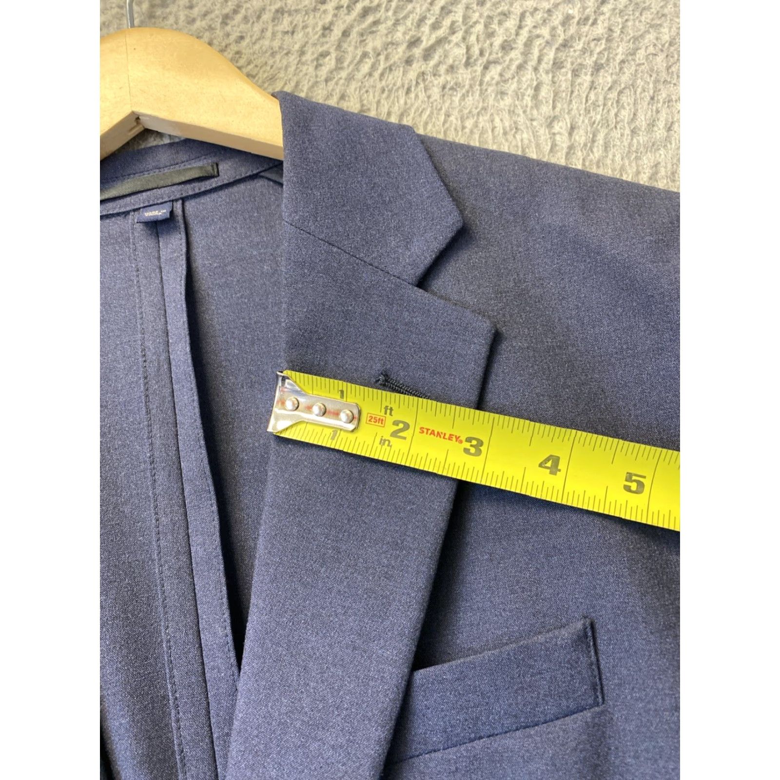J.Crew J.CREW Blazer Mens 36S Blue Chambray Polyester Blend Slim Notch Lapel 2-Button Front Casual Wedding Party Business Size 36S - 4 Thumbnail