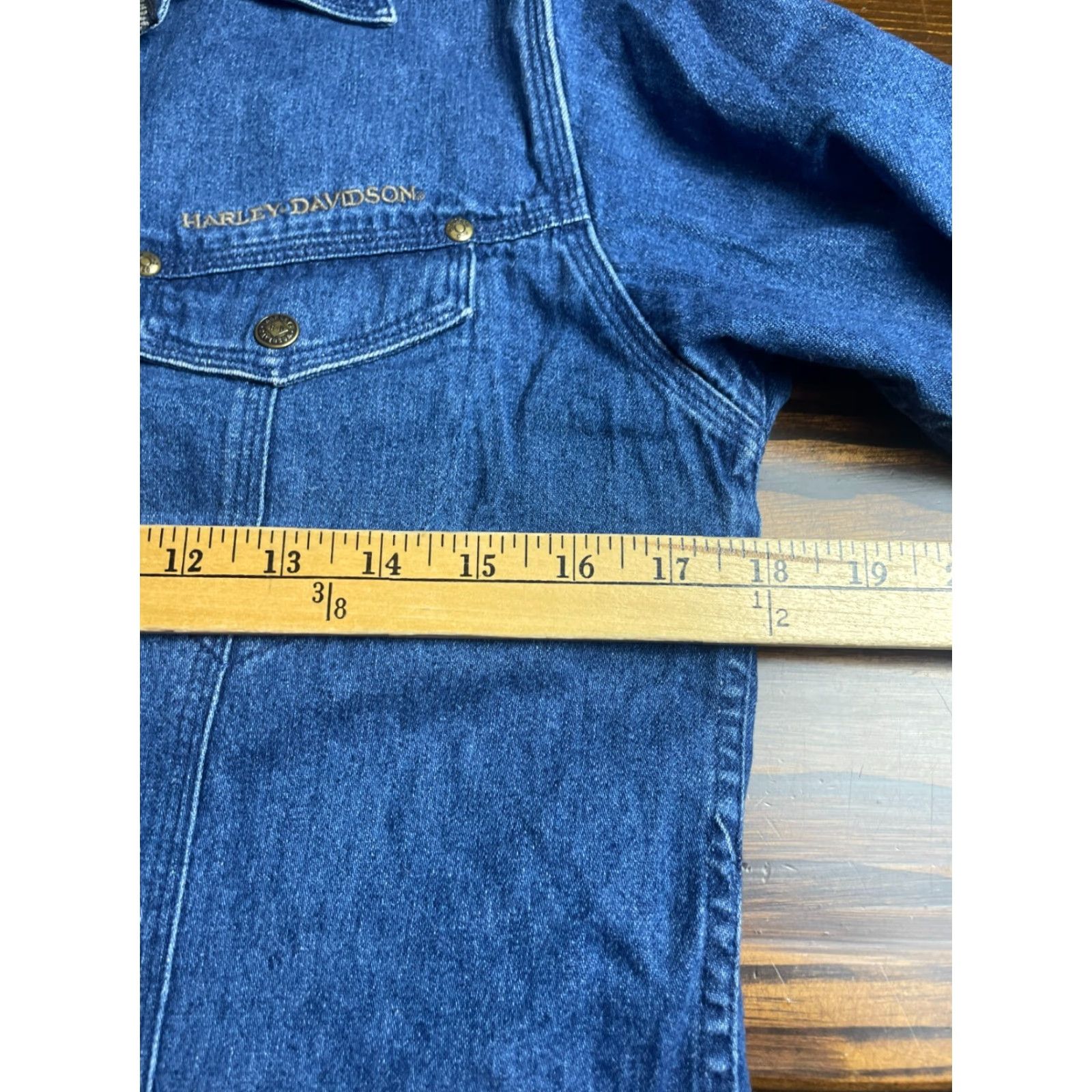 Harley Davidson Harley-Davidson Shirt Womens Small Denim Slim Fit Embroidered Button Up - Blue - Casual Size S / US 4 / IT 40 - 7 Thumbnail