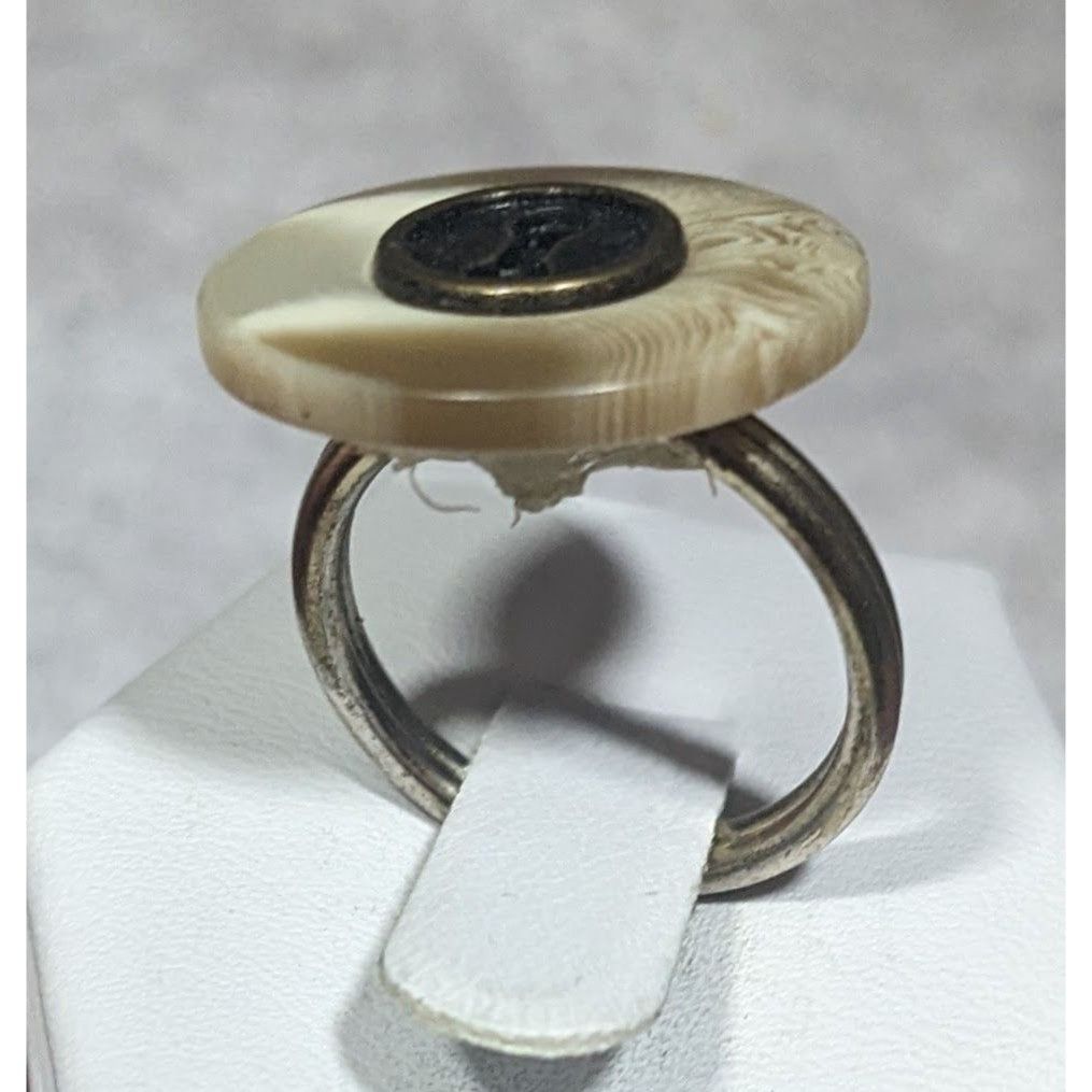 Other Handmade Upcycled Tan Button Ring Size 6 Size ONE SIZE - 6 Thumbnail
