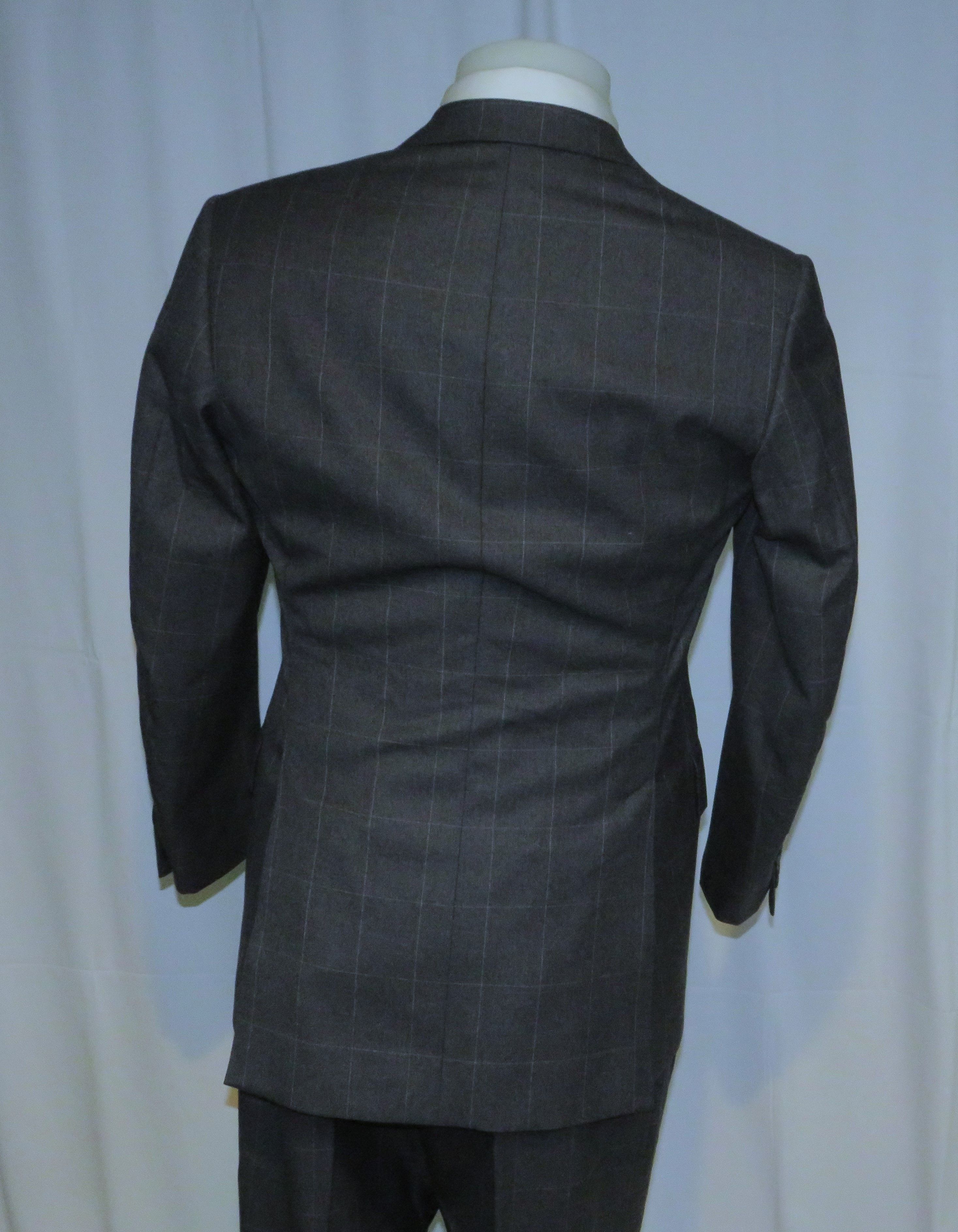 Henry Poole × Savile Row Bespoke Gray Windowpane Two Button Suit 38R Size 38R - 12 Thumbnail