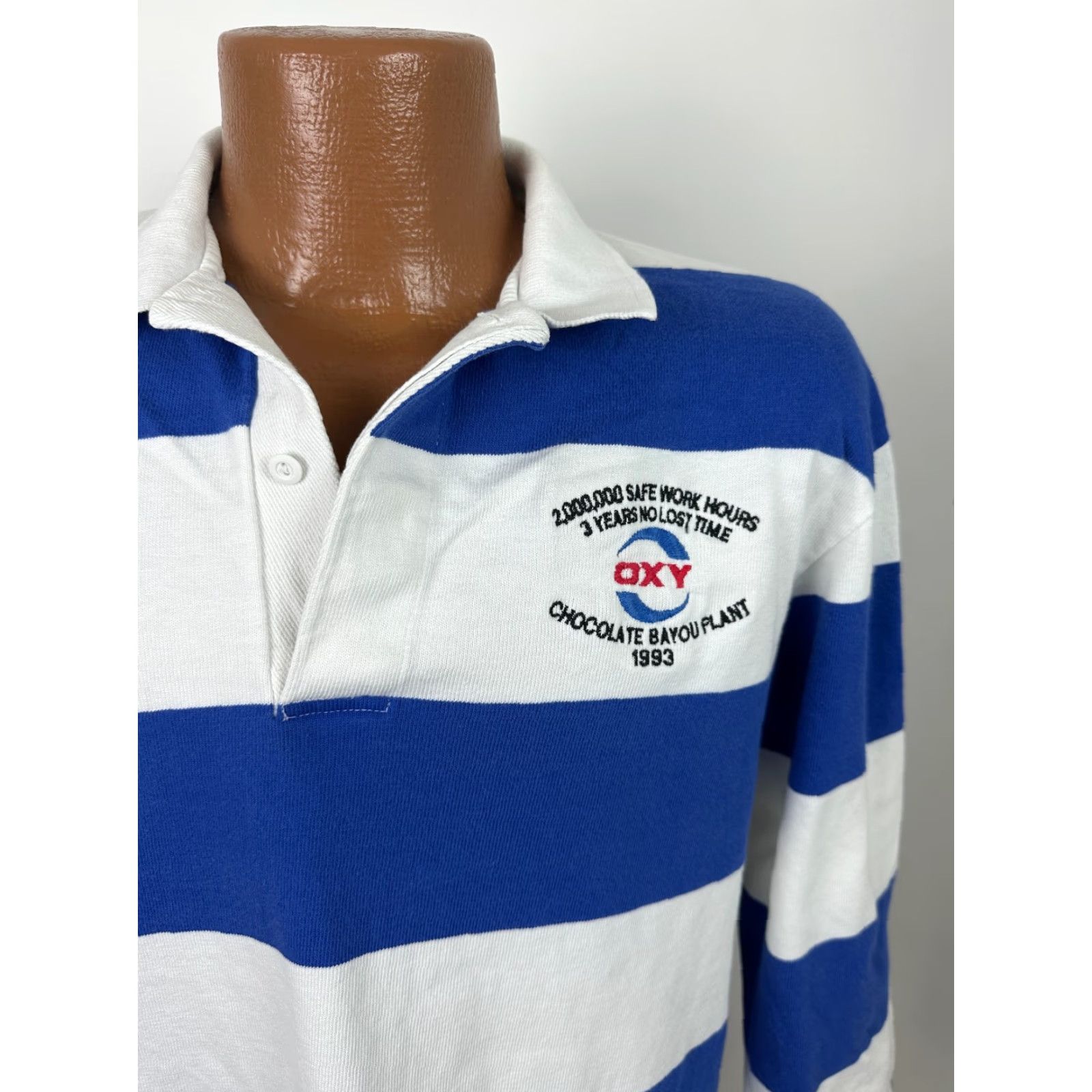 Vintage VINTAGE Outer Banks Rugby Shirt Men L Blue White Striped Heavy Cotton Logo Polo 90s Size US L / EU 52-54 / 3 - 3 Thumbnail