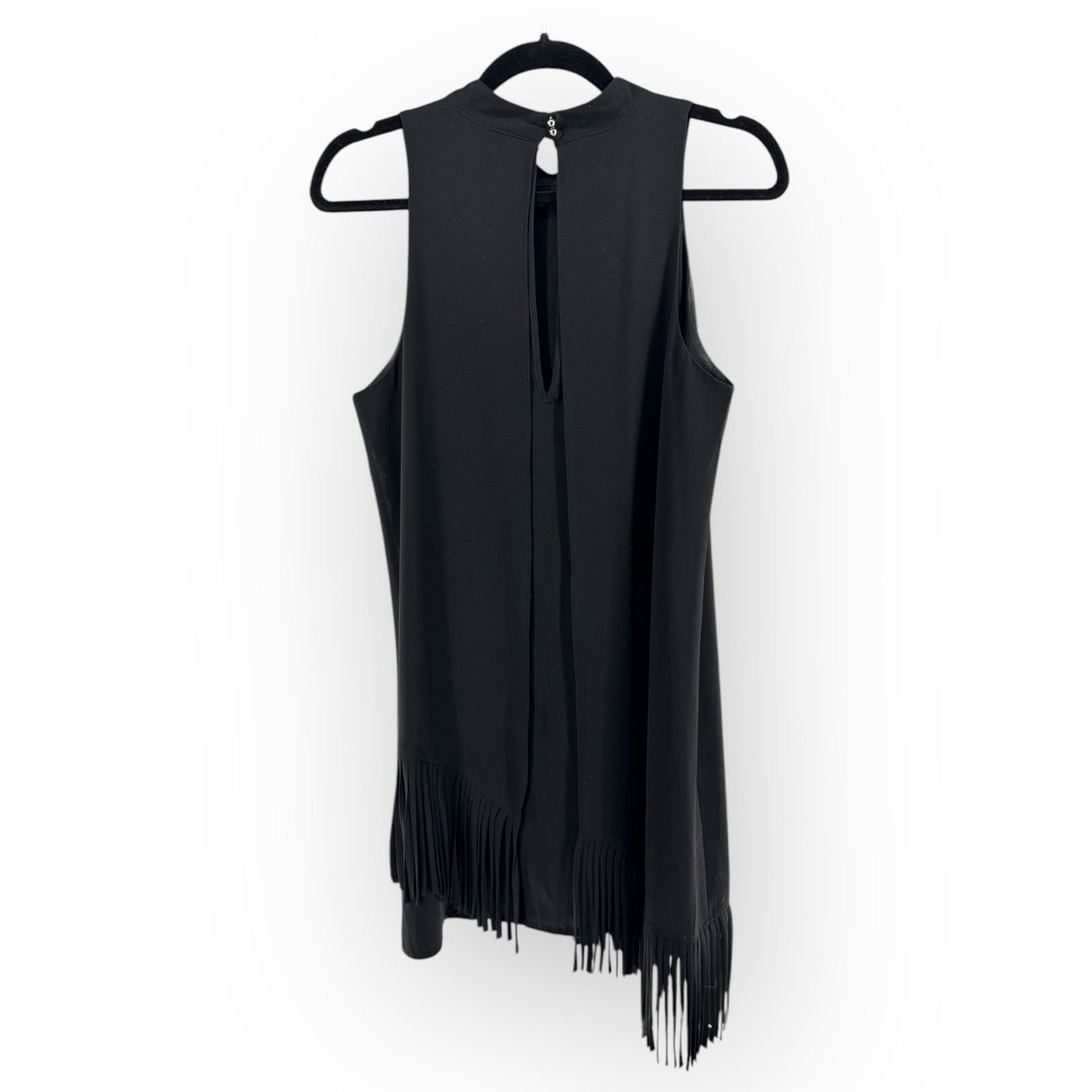 Other Naked Zebra Black Sleeveless Asymmetrical Fringe Dress Sz M Size M / US 6-8 / IT 42-44 - 4 Thumbnail