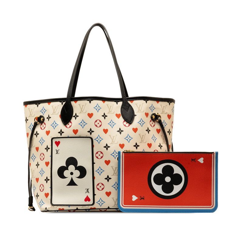 image of Louis Vuitton Monogram Game On Neverfull Mm in White, Women's