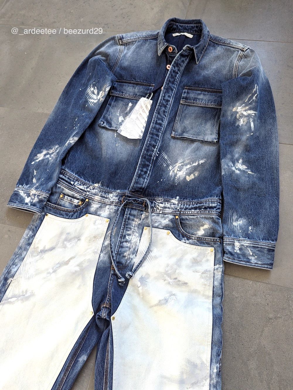 Off-White *NEW* VIRGIL ABLOH SS16 PAINTED CARPENTER DENIM JUMPSUIT Size US 32 / EU 48 - 4 Thumbnail