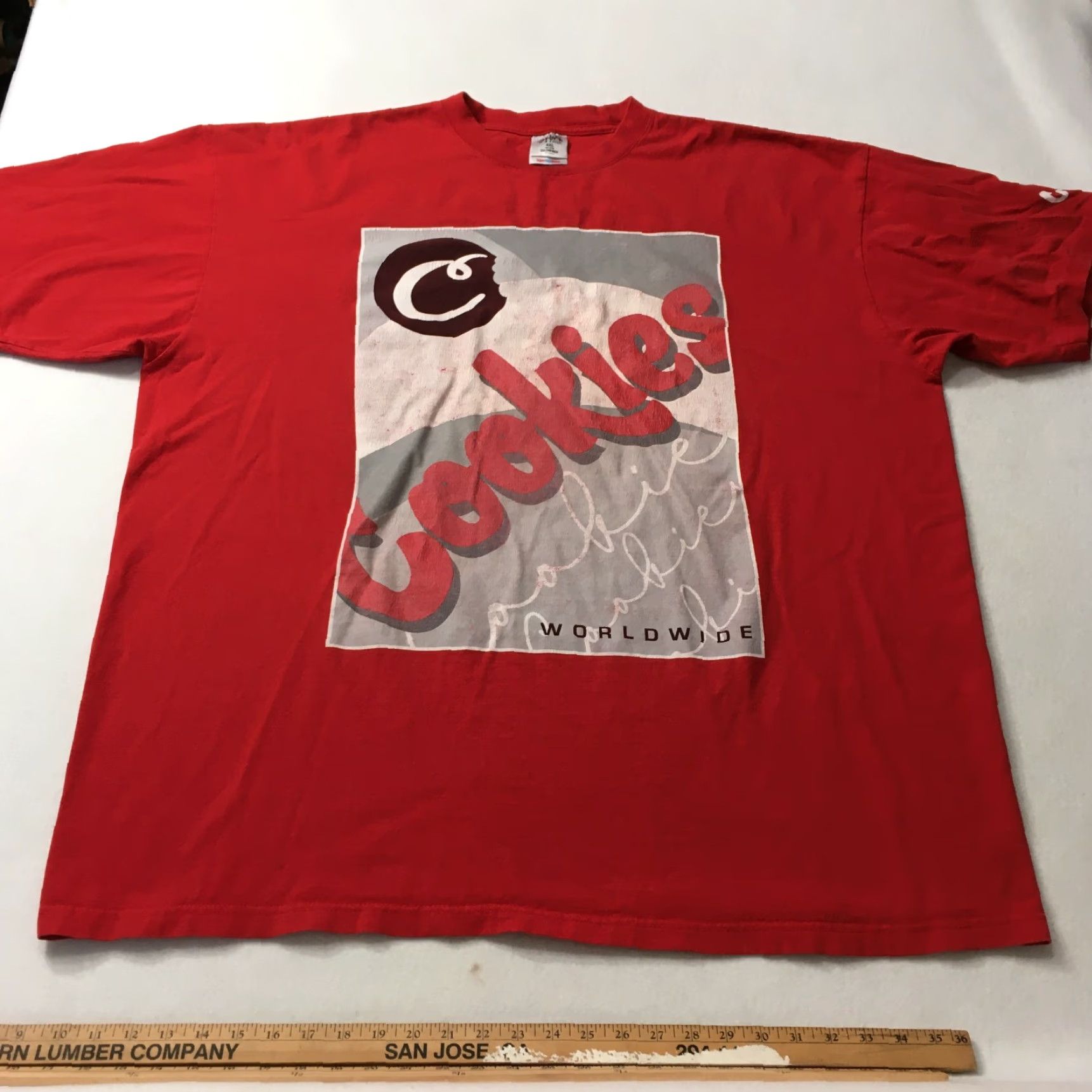 Vintage Shaka Wear Cookies Shirt Mens Red Graphic Logo Streetwear Tee T-Shirt 4XL Size US XXL / EU 58 / 5 - 2 Thumbnail