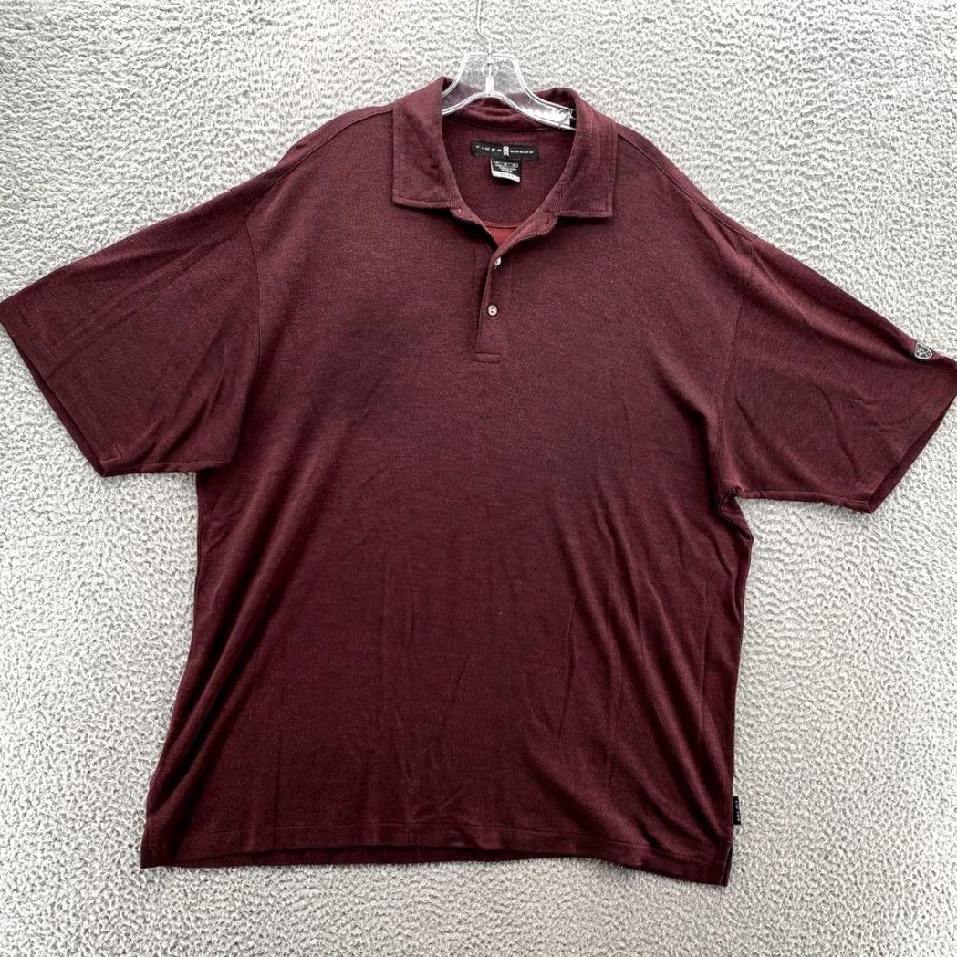 Nike VINTAGE Nike Tiger Woods Polo Shirt XL Maroon Golf Performance Athleisure Sports Shirt Men Short Sleeve Polo Size US XL / EU 56 / 4 - 2 Thumbnail