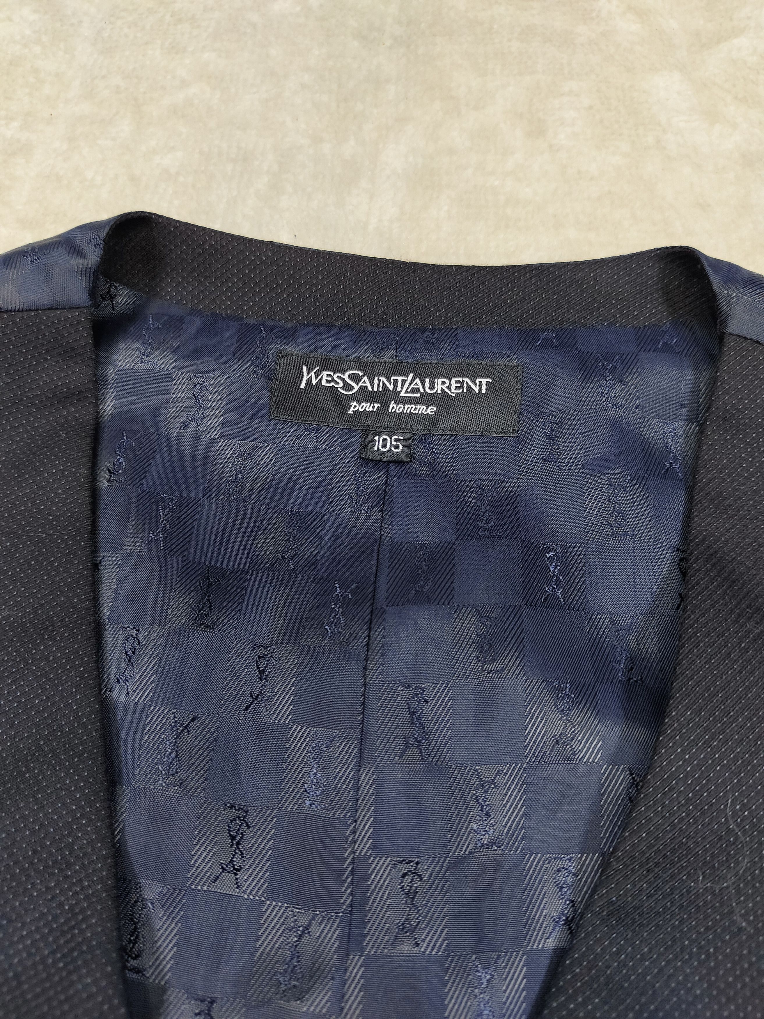 90s YSL Pour Homme- Monogram Jacquard Lining Tailored Vest