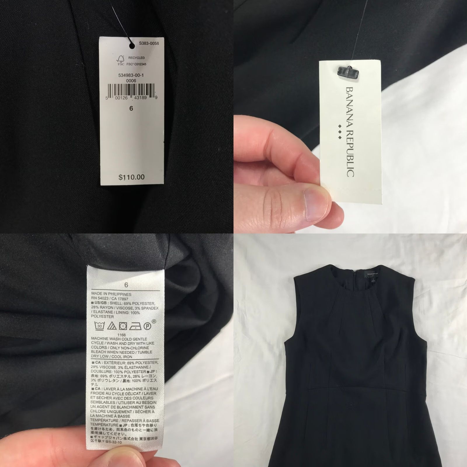 Banana Republic Banana Republic Sheath Dress Sz 6 Black Sleeveless Pleated Neck A-Line Womens Size M / US 6-8 / IT 42-44 - 8 Thumbnail