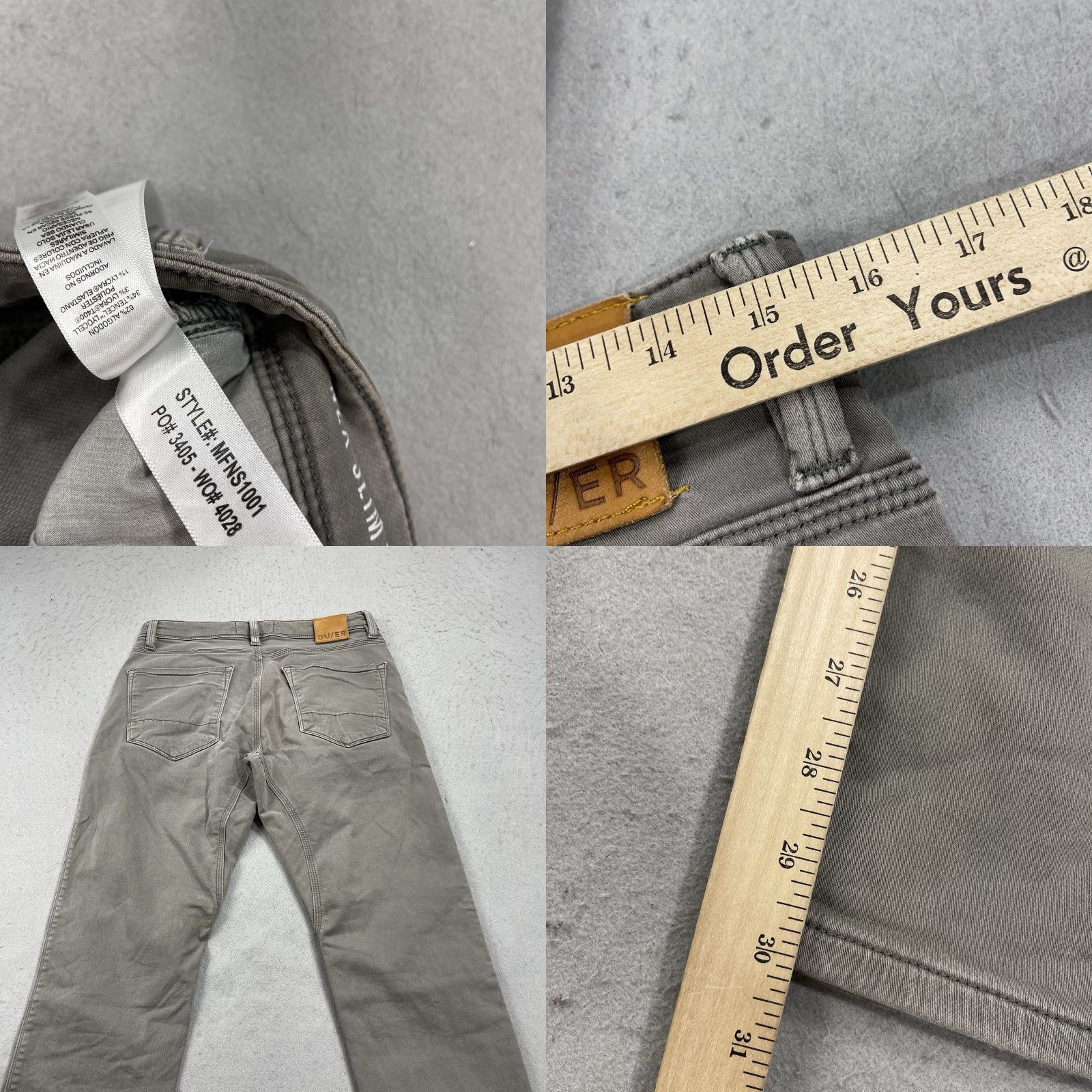DUER Duer N2X Slim Fit Chino Pants Mens 31x30 Gray Brown Cotton Blend Stretch Casual 5-Pocket Design Flat Front Button Zip Inseam 30 Size US 31 - 8 Thumbnail