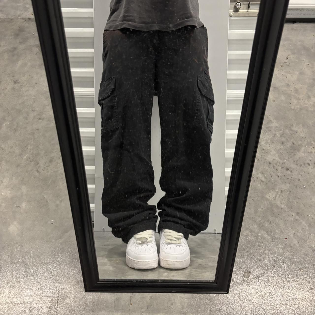 Japanese Brand × Vintage Crazy Vintage Y2K/2000s Faded Black Skater Cargo Pants! Size US 33 - 1 Thumbnail