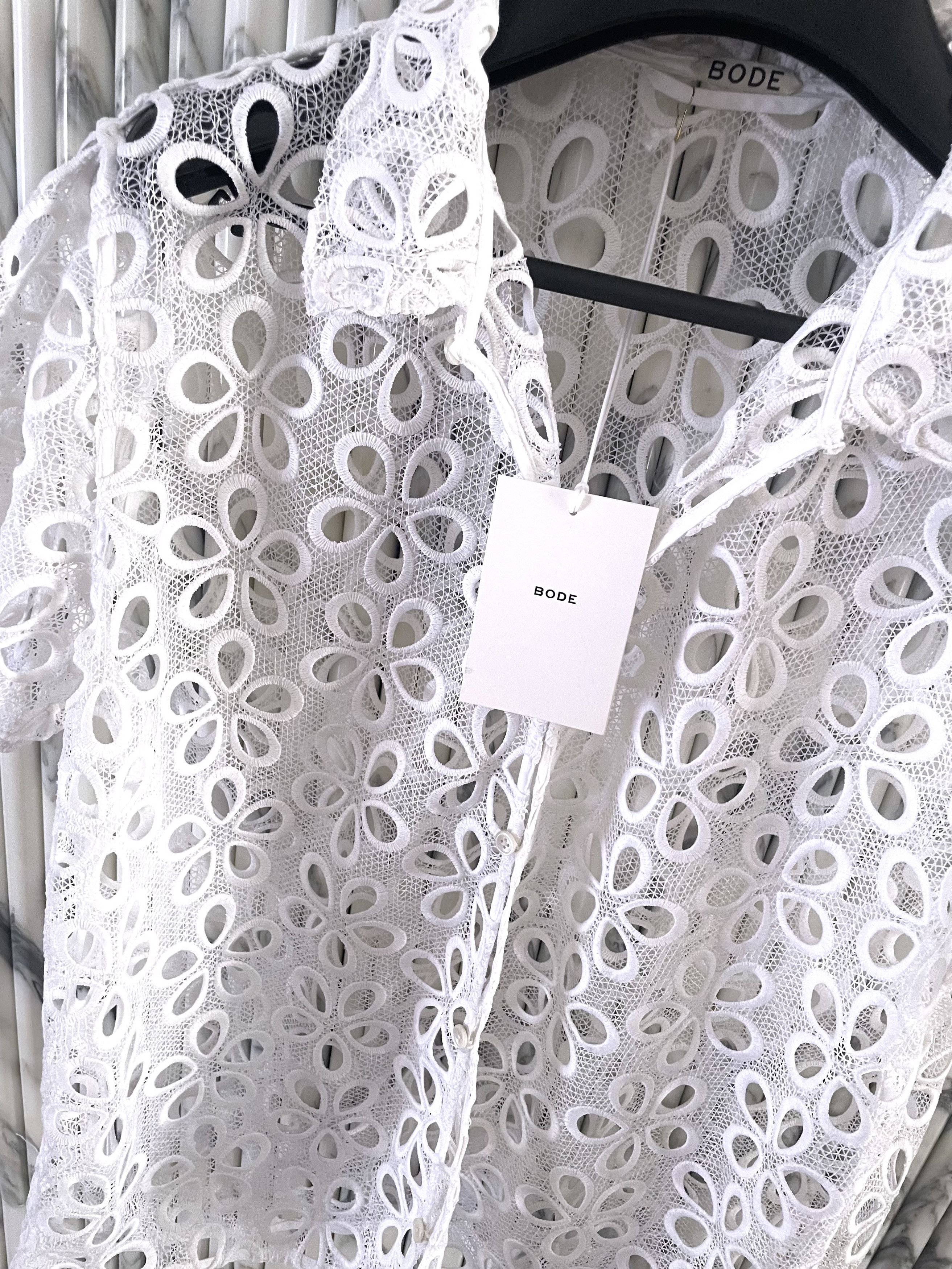 Bode BNWT PRIMROSE SUMMER DAISY FLORAL LACE BOWLING SHIRT Size US L / EU 52-54 / 3 - 4 Thumbnail