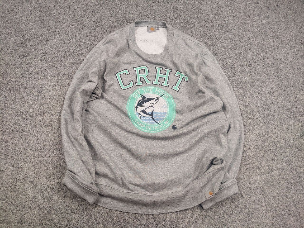 Carhartt Vintage Carhartt Camp Detroit Fish Logo Gray Sweatshirt Size US M / EU 48-50 / 2 - 2 Thumbnail