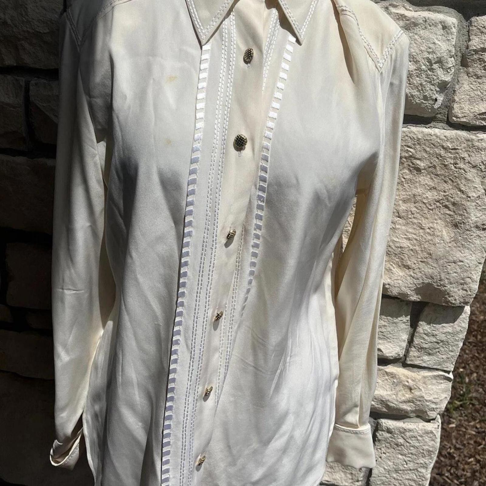 Other Cream vintage 60s button up blouse blouse Size S / US 4 / IT 40 - 1 Thumbnail