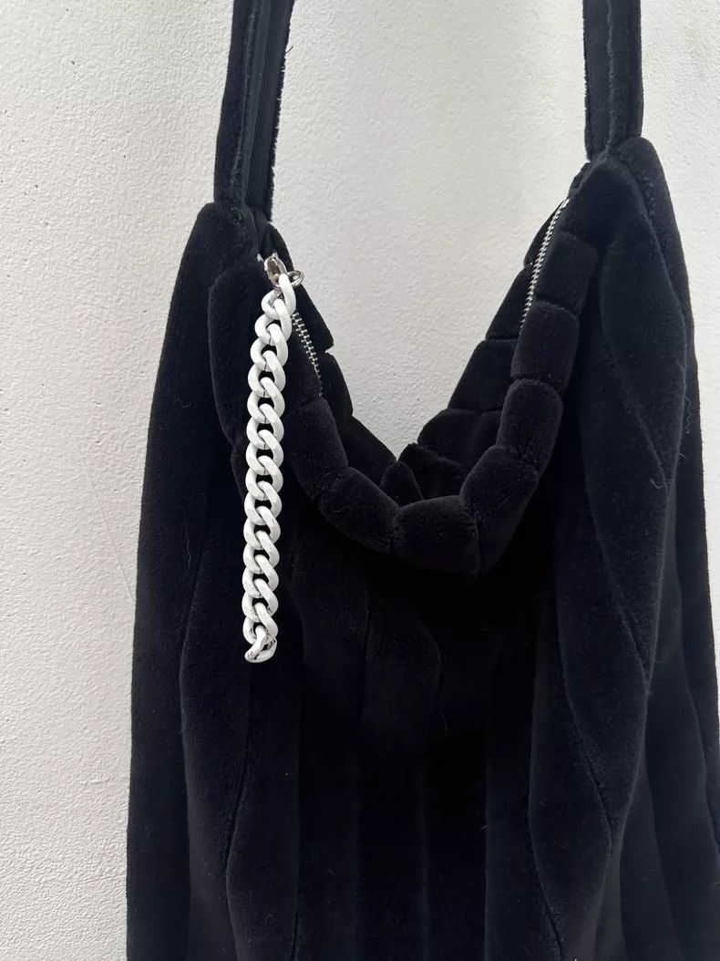 raf simons chain velvet tote bag