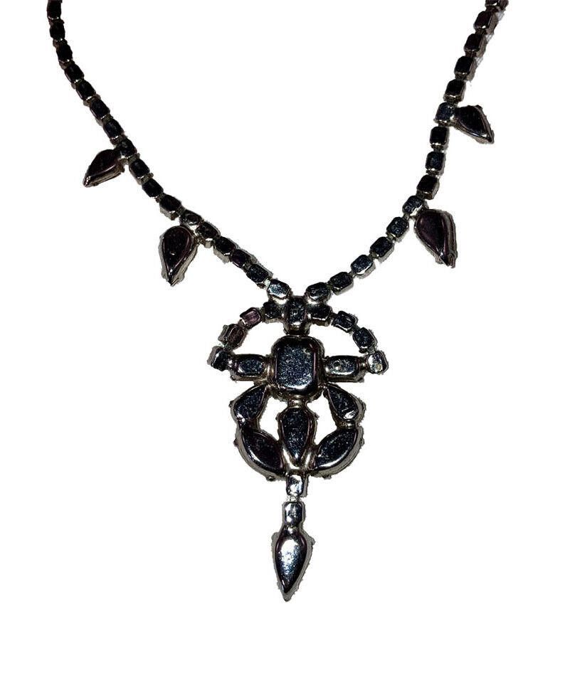 Designer Vintage Costume Clear Rhinestone Pearl Lavalier Necklace Size ONE SIZE - 4 Thumbnail