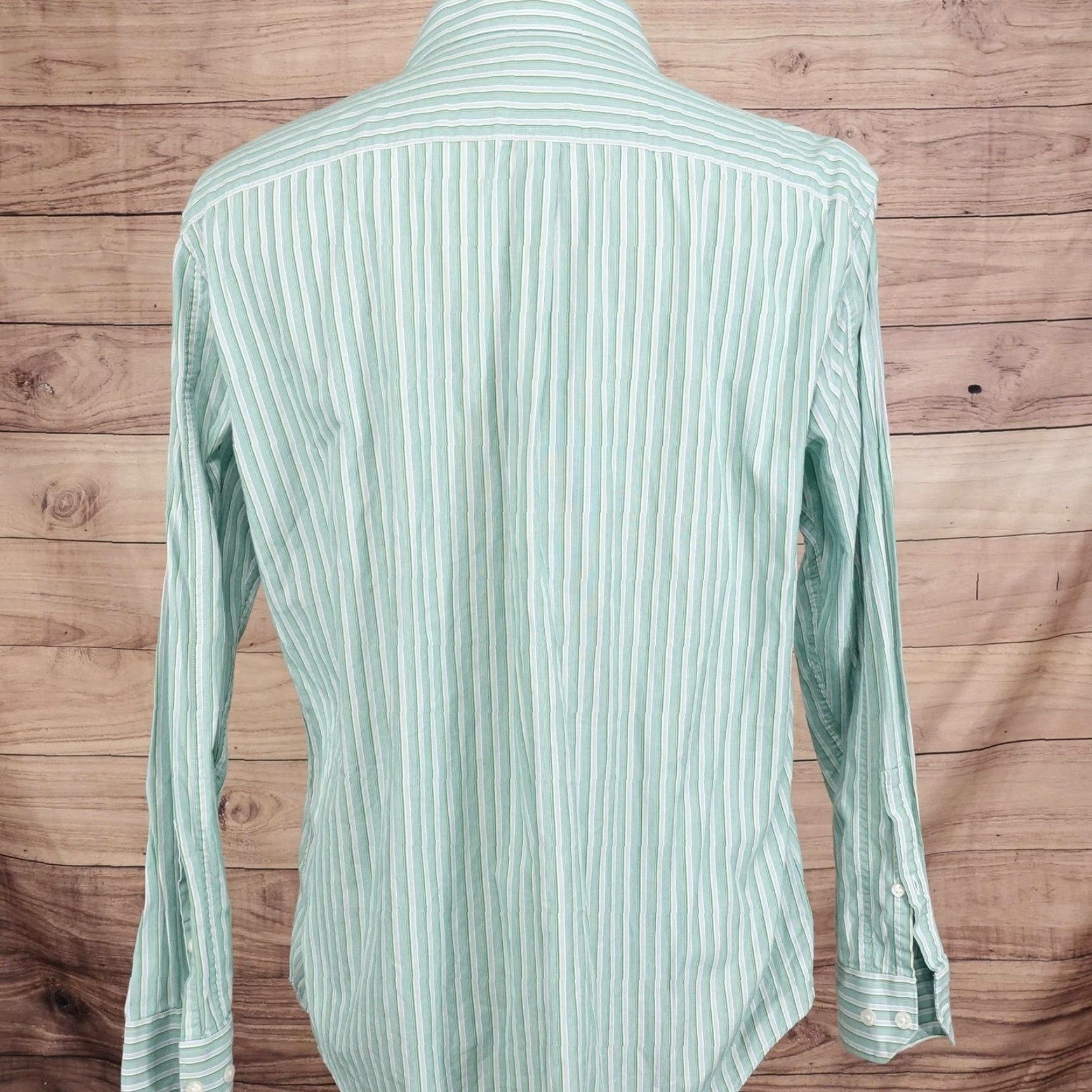 Apt. 9 APT 9 Shirt Mens Large Green Stripe Button Front Long Sleeve Cotton Casual Size US L / EU 52-54 / 3 - 4 Thumbnail