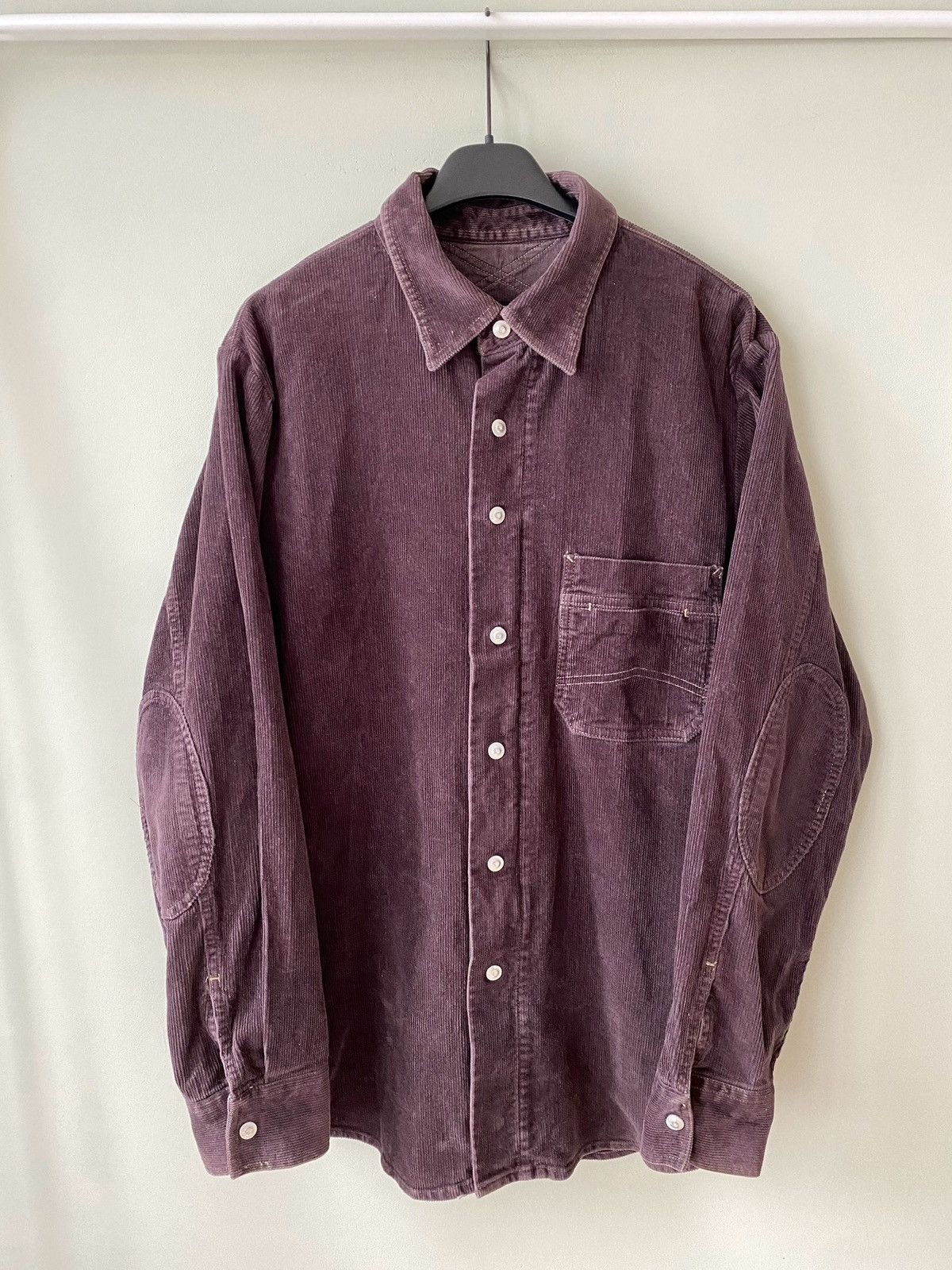 image of Armani Jeans Vintage Corduroy Overshirt Jacket Comfort Fit in Burgundy, Men's (Size 2XL)