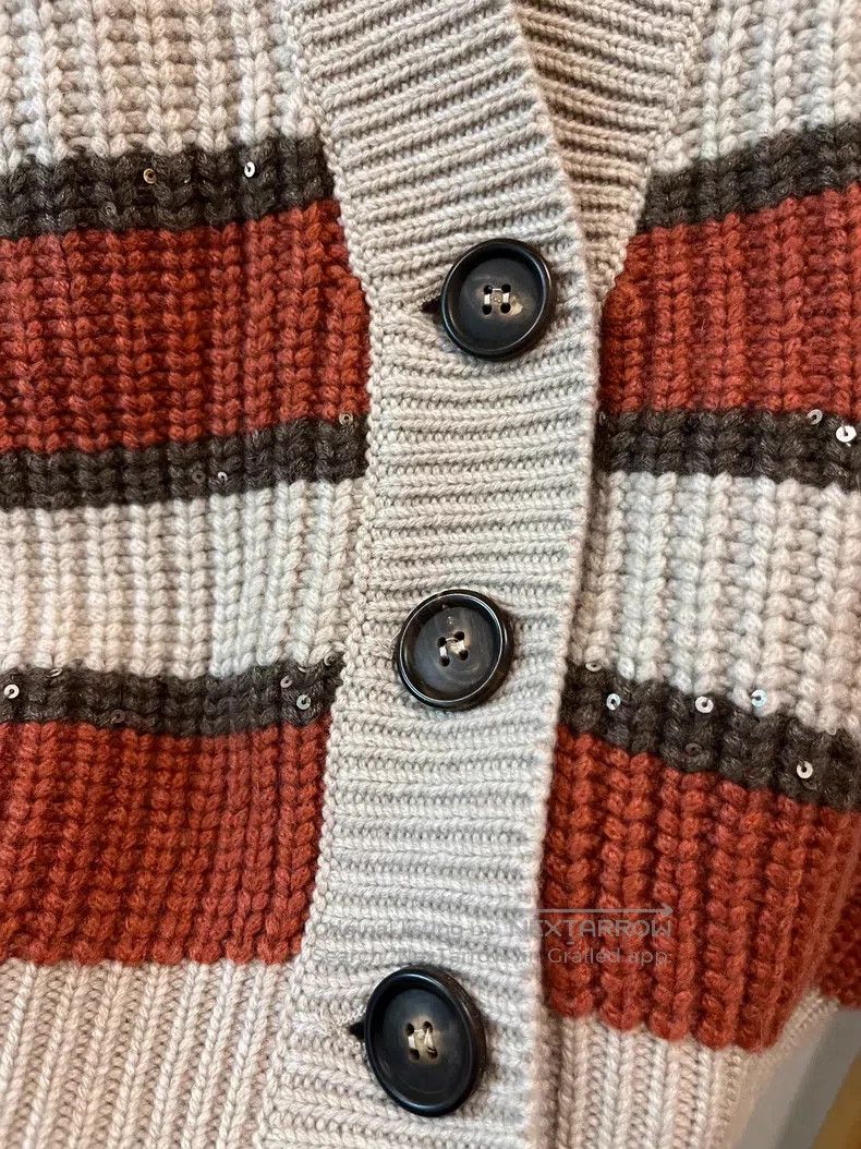 Brunello Cucinelli Brunello Cucinelli Sequined stripe cashmere and mohair ves Size M / US 6-8 / IT 42-44 - 4 Thumbnail